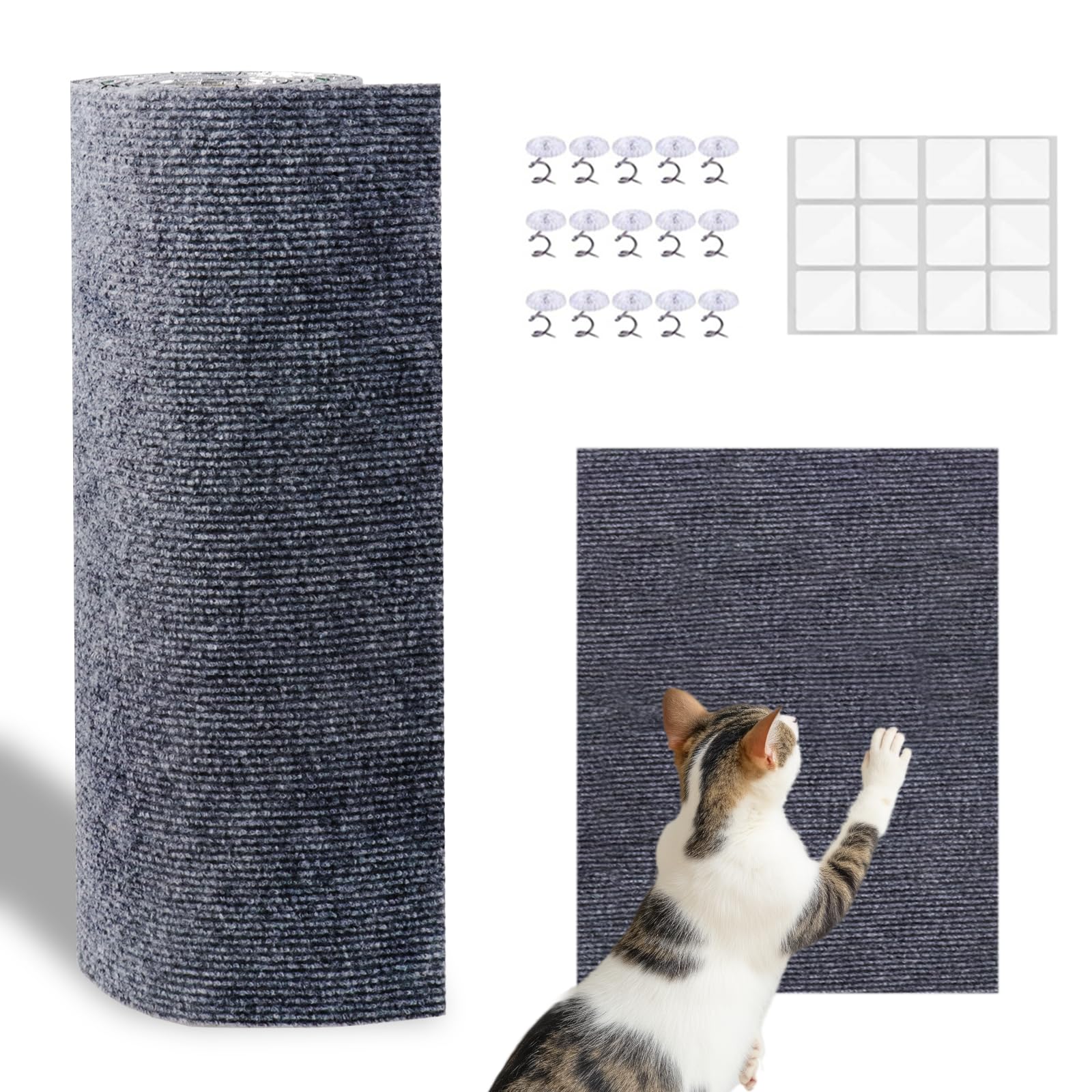 MIUZMORE Cat Carpet, 98.4 x 15.8 Trimmable Replacement Scratching Mat,Self-Adhesive Scratch Mat - Cat Scratch Furniture Protecto