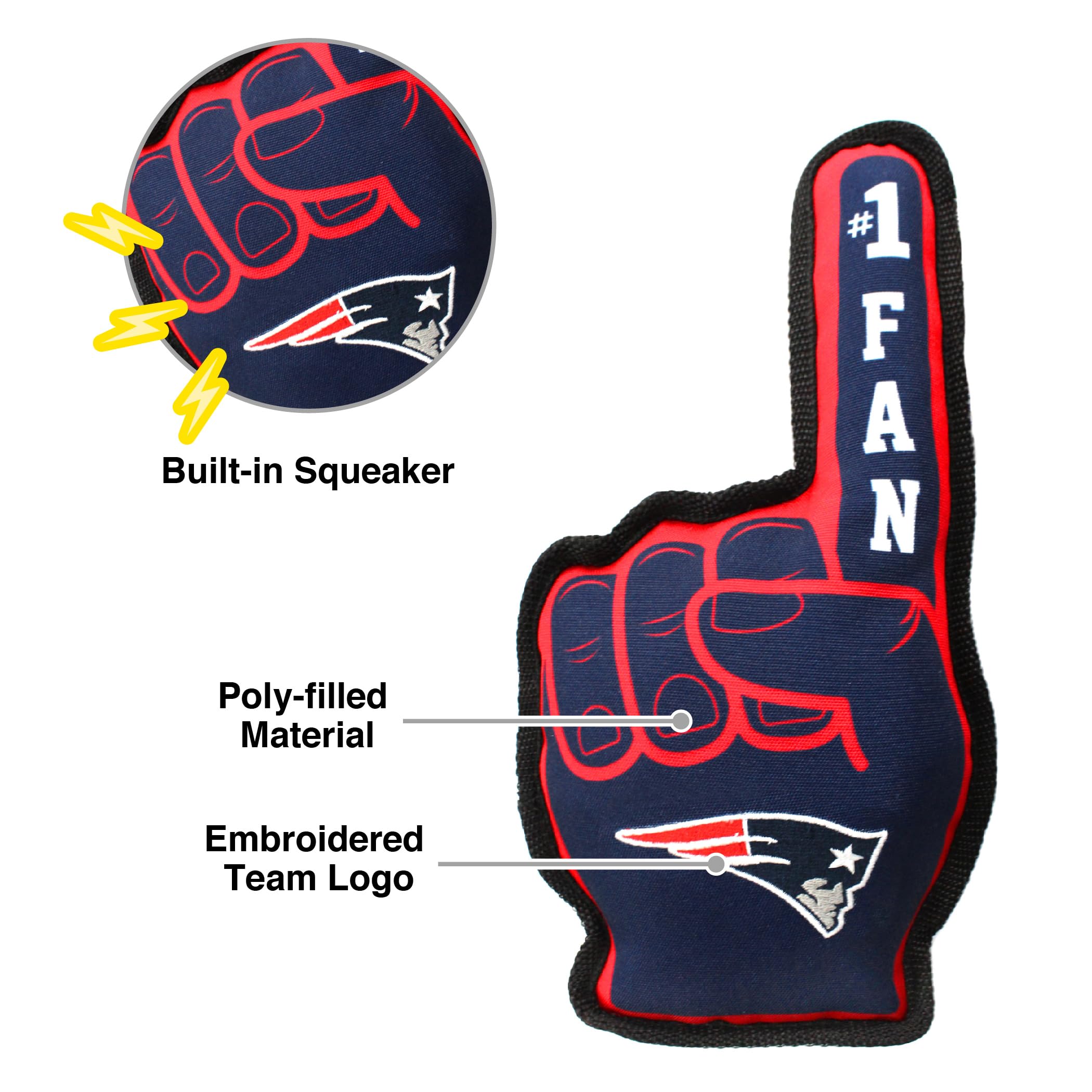 Nfl New England Patriots #1 Fan Toy For Dogs & Cats. Best Tough Pet Toy With Inner Squeaker