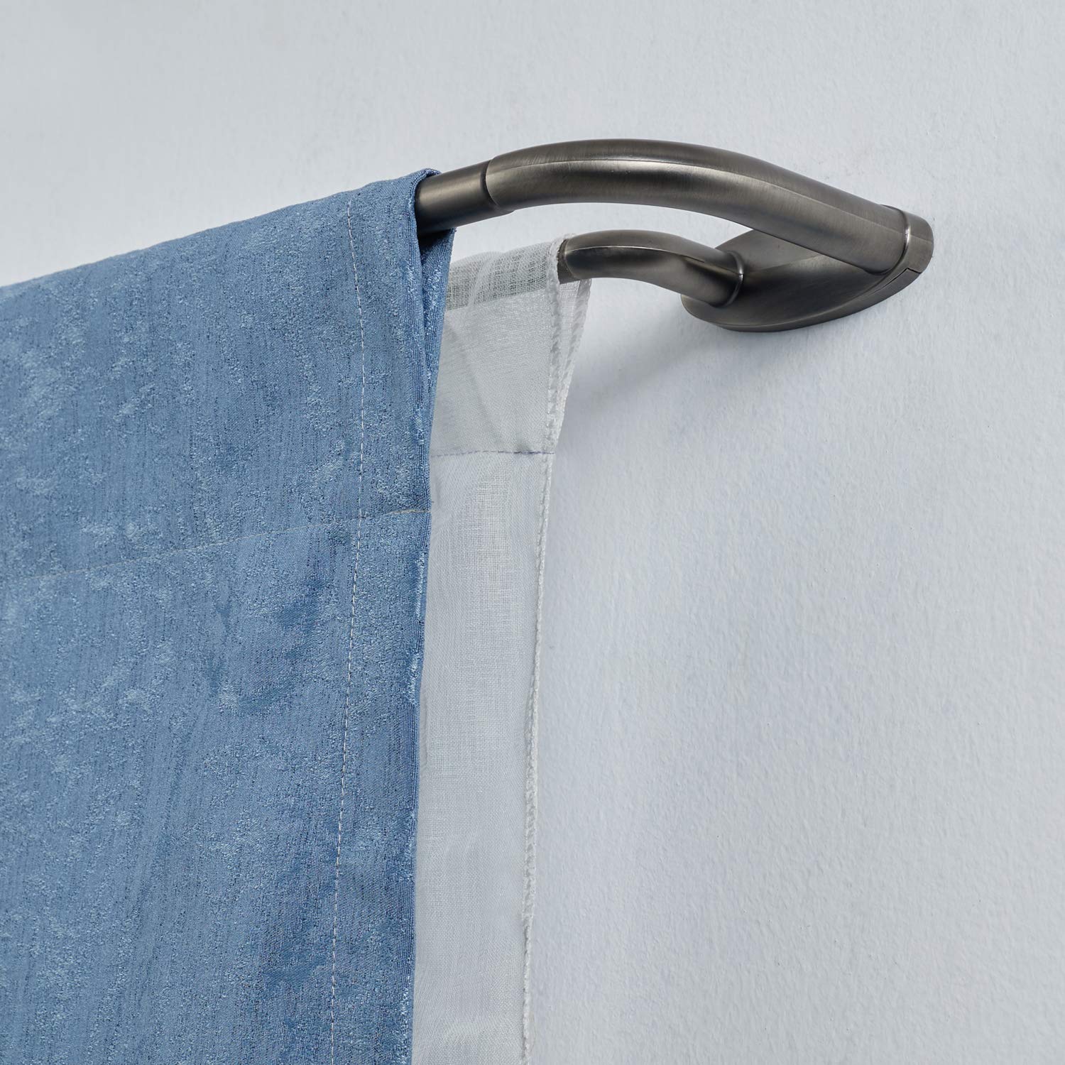 Double Curtain Rods Matte Brushed Grey,Room Darkening Curtain Rod 72-144 Inches,Adjustable 34 Inches Front And 58 Inches Back Qu