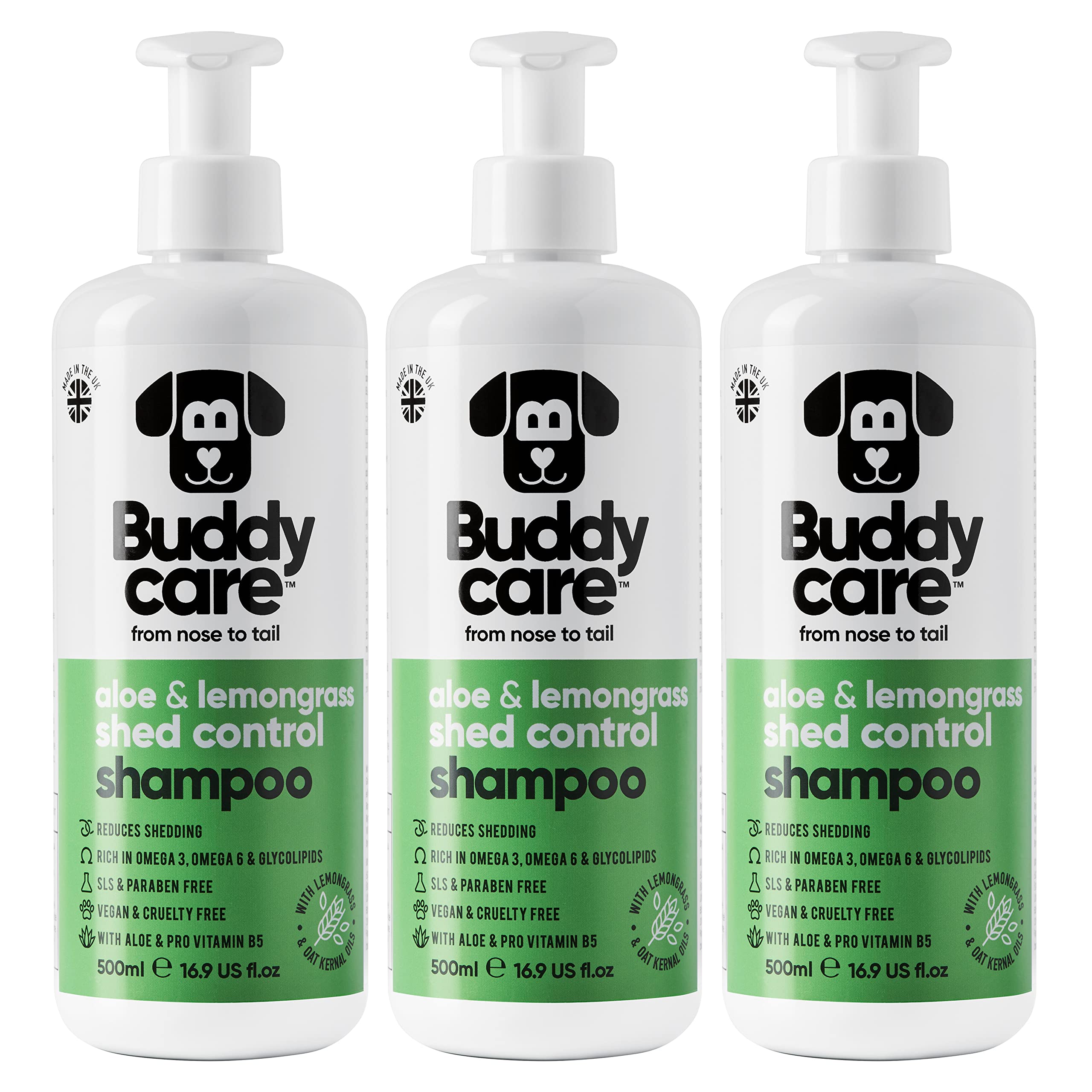 Buddycare Shed Control Dog Shampoo Aloe & Lemongrass Scented | With Aloe Vera And Pro Vitamin B5 (50.72Oz)