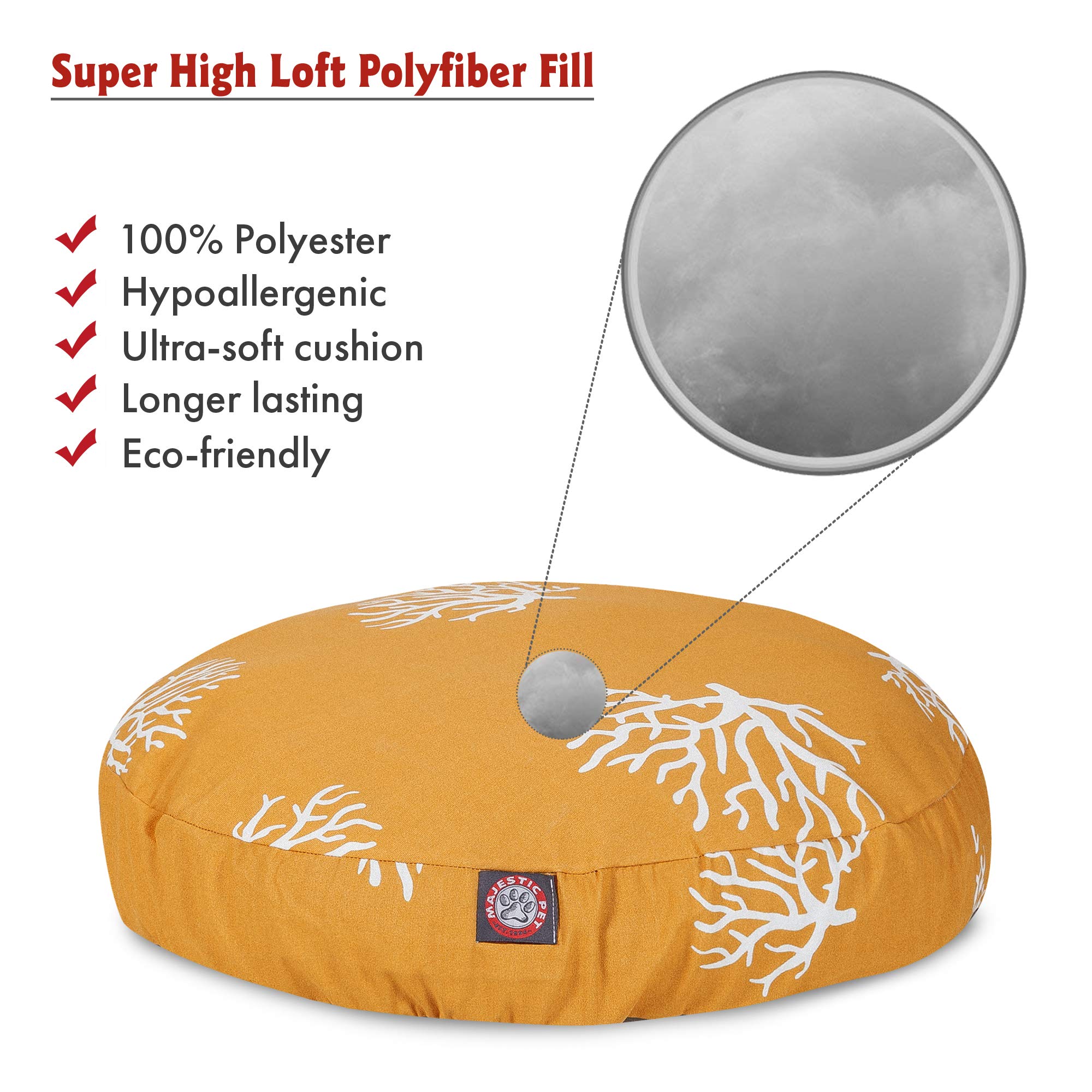 Yellow Coral Small Round Indoor Outdoor Pet Dog Bed With Removable Washable Cover By Majestic Pet Products