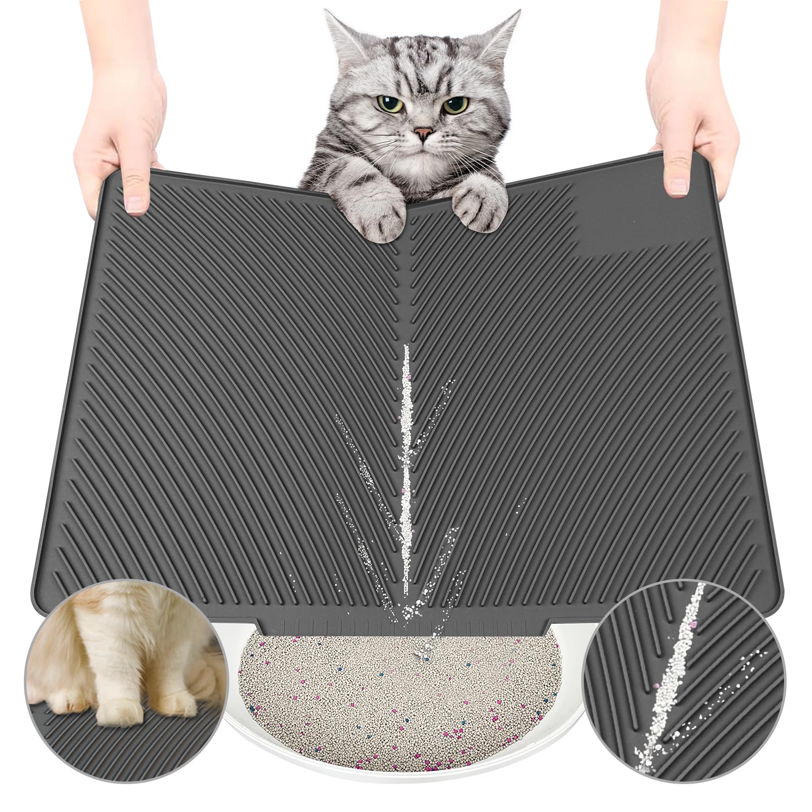 Cat Litter Mat, Silicone Kitty Litter Mat Waterproof Litter Catcher Mat, Litter Box Mat, Cat Litter Trapper For Floor, Anti-Slip