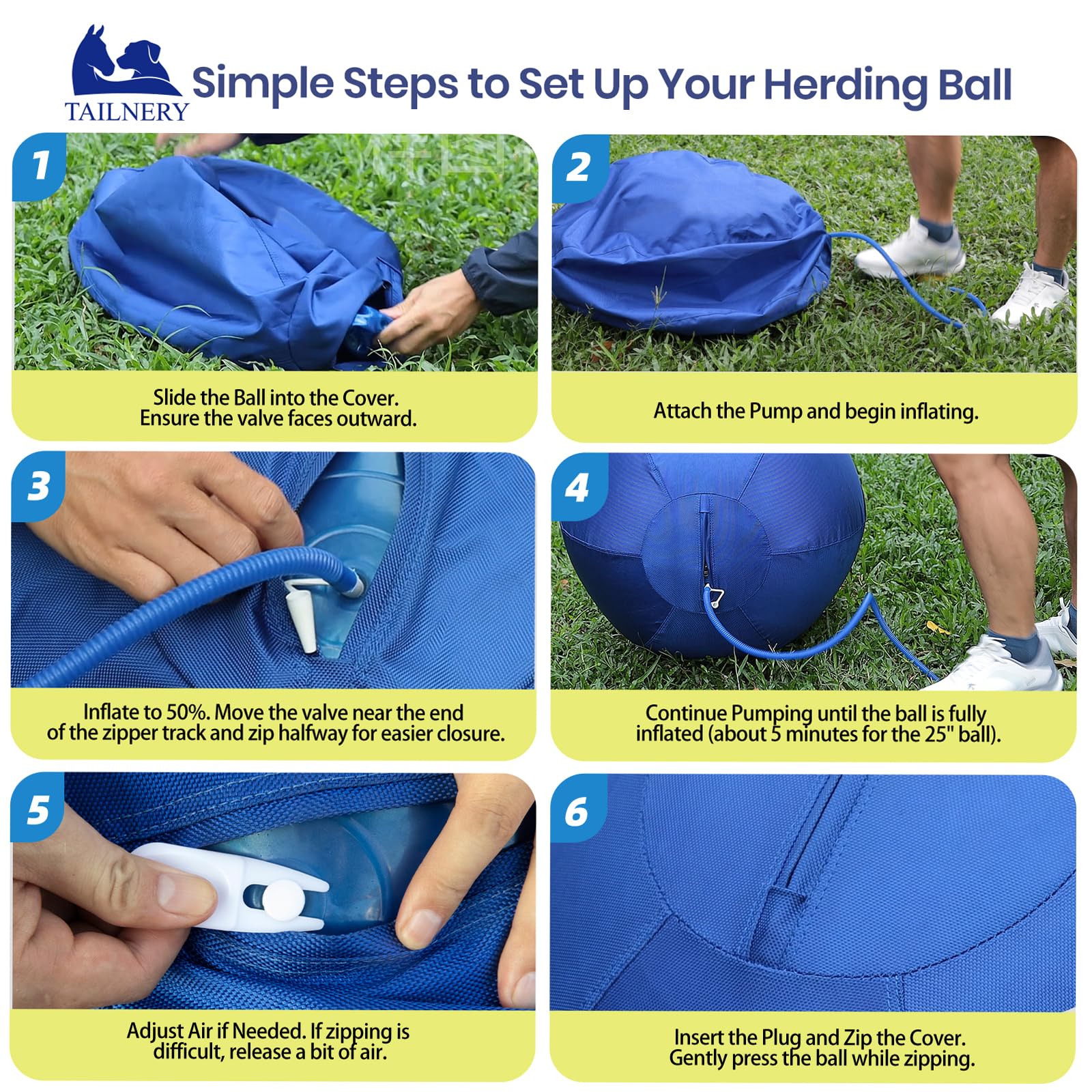 Herding Ball For Dogs - 25'' Durable Dog Herding Ball With Cover - Double Protection With Hook And Loop - Ideal For Medium To La