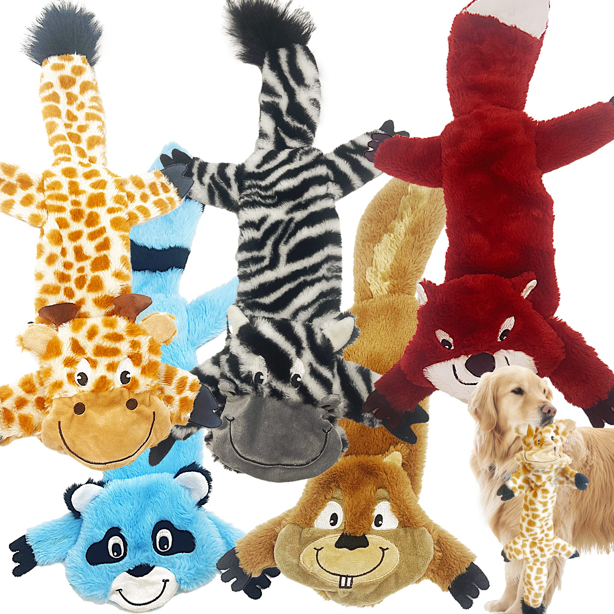 Jalousie Multipack Stuffingless Dog Squeaky Toys Dog Toy Dog With Durable Liner No Stuffing Dog Toy - Dog Toys For Pets Dogs For Small Medium Large Dogs (Xlarge - 5 Pack)