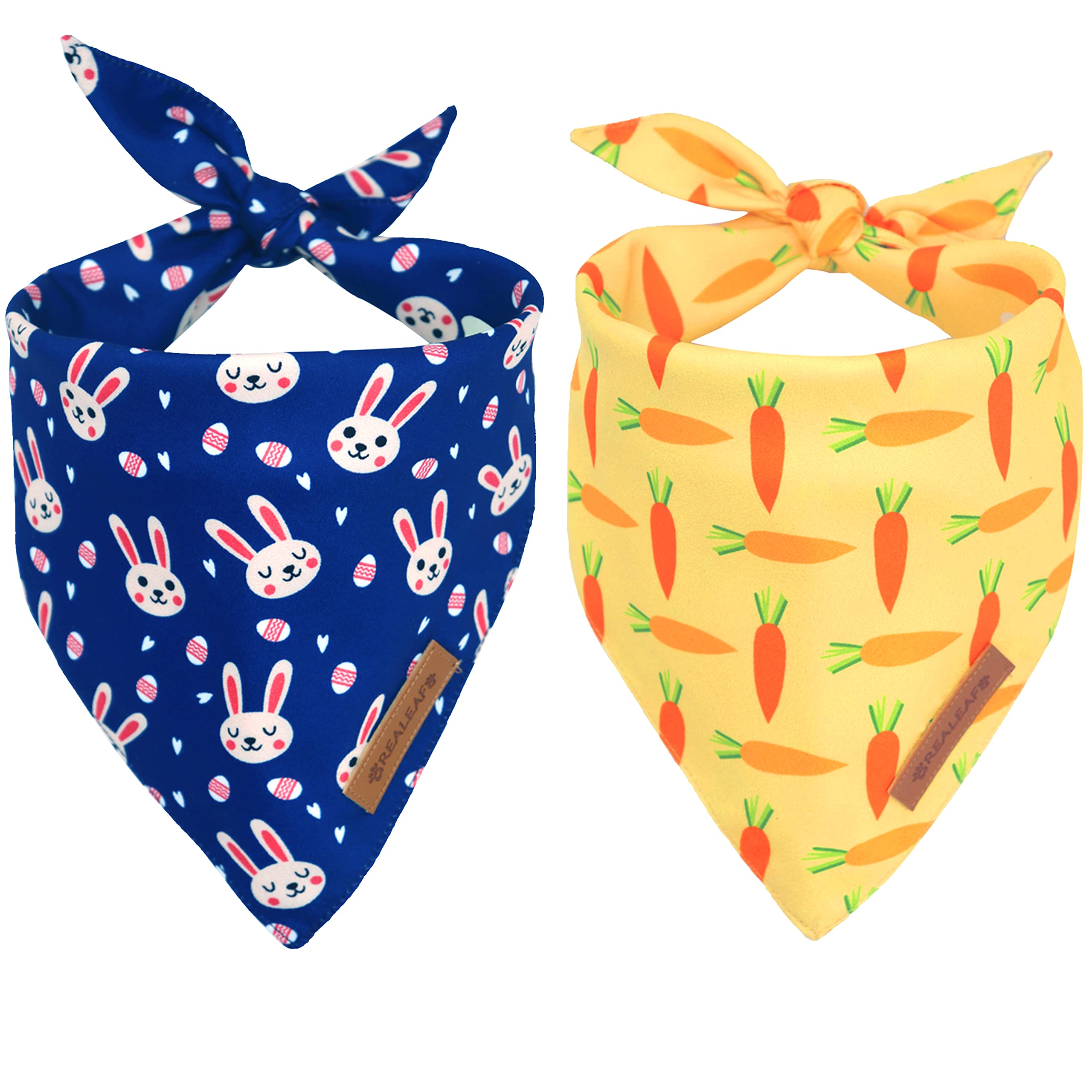 Realeaf Easter Bandanas 2 Pack, Triangle Reversible For Boy And Girl, Premium Durable Fabric, Multiple Sizes Offered Pet Scarf F