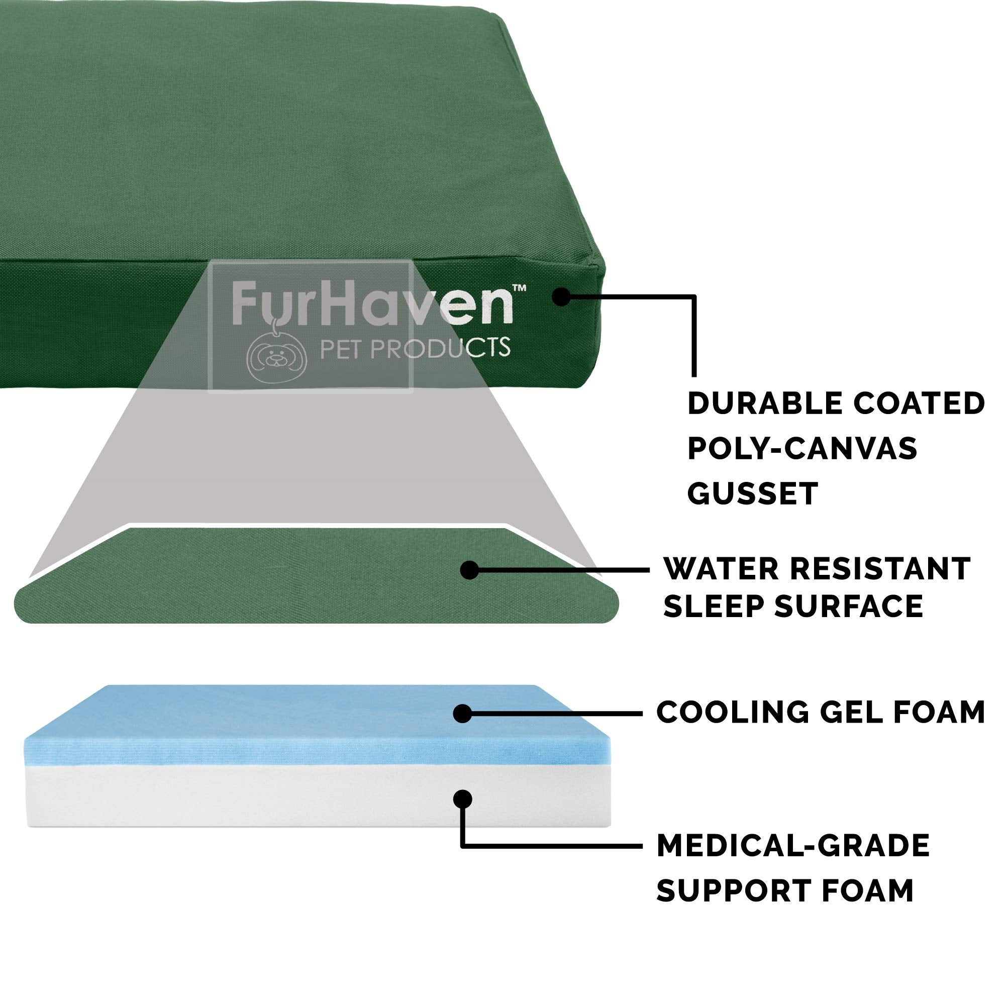 Furhaven Water-Resistant Cooling Gel Dog Bed for Medium/Small Dogs w/ Removable Washable Cover, For Dogs Up to 35 lbs - Indoor/O