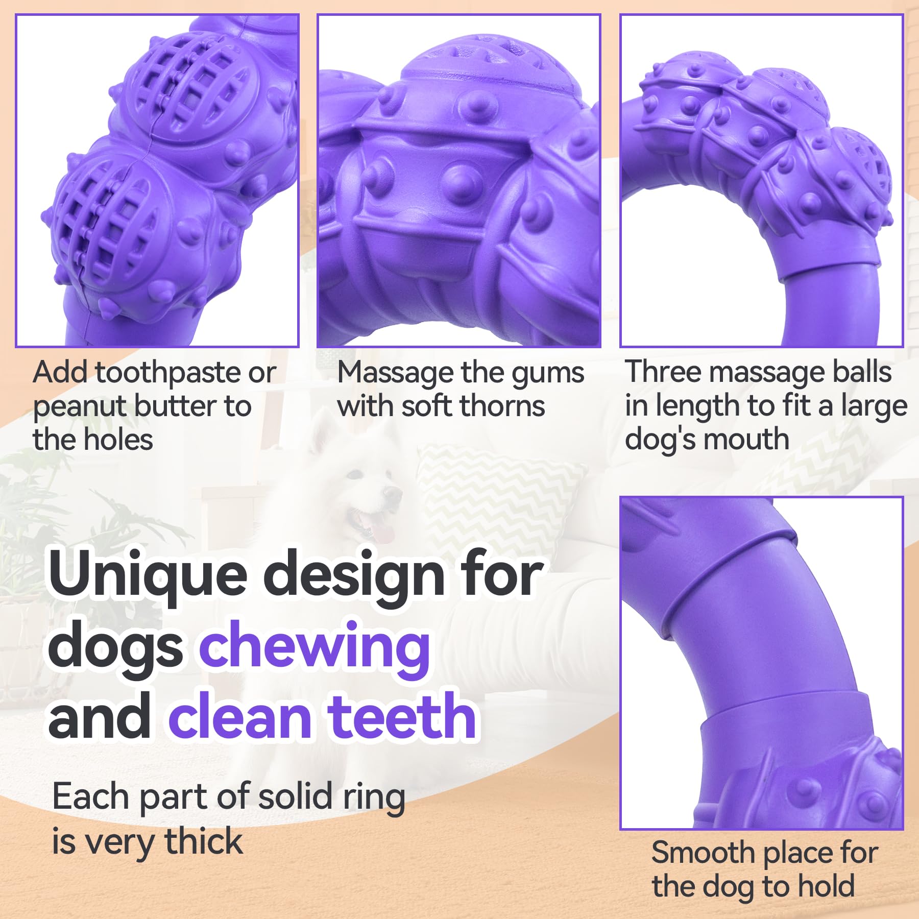 DAOZIJI Indestructible Dog Chew Toys for Aggressive Chewers, Super Chewer Toys for Medium Large Dogs, Interactive Ring Toy, Heav