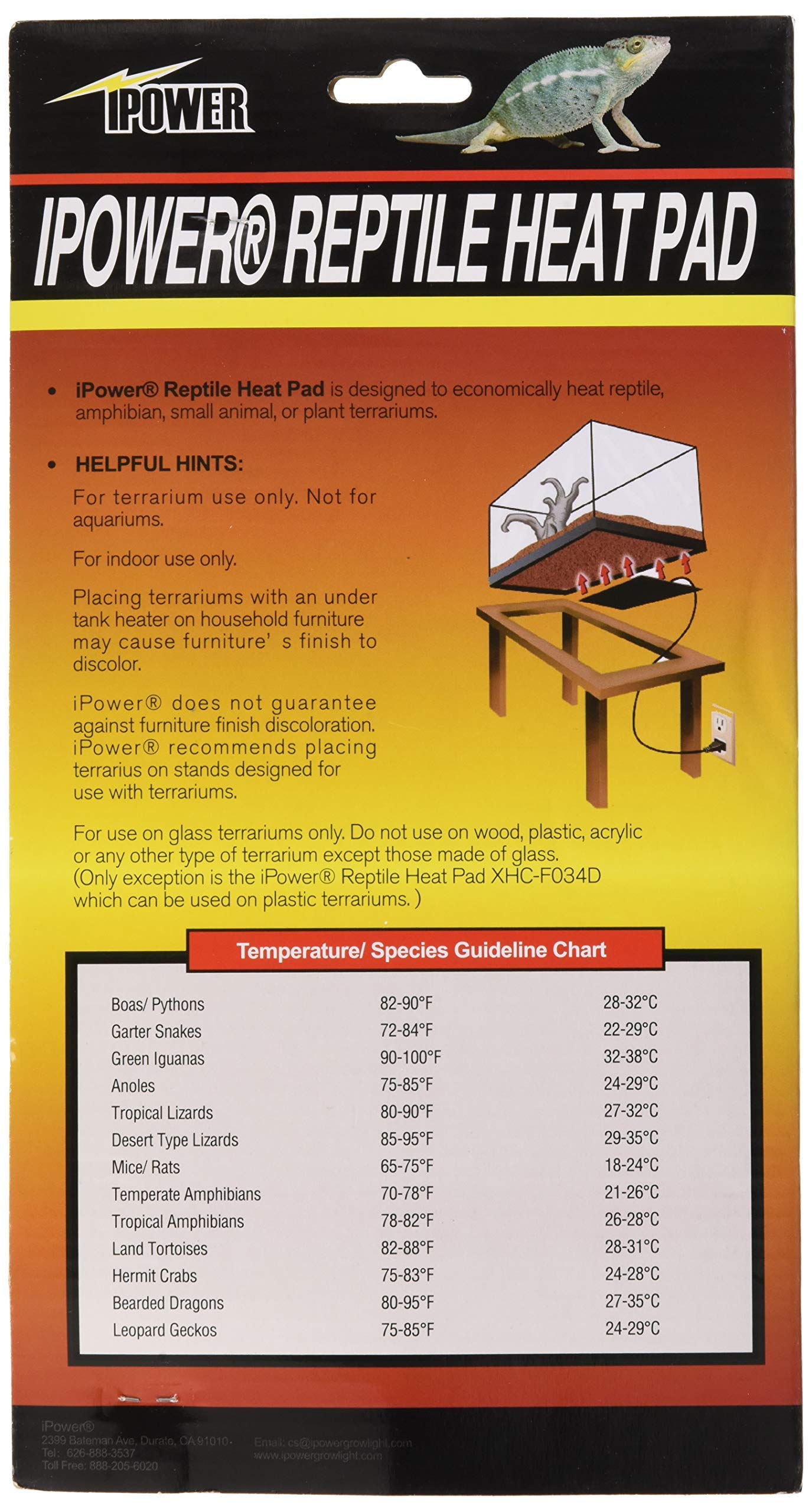 Ipower 6 By 8-Inch 8 Watt Reptile Heat Pad Under Tank Terrarium Warmer Heat Mat For Small Animals