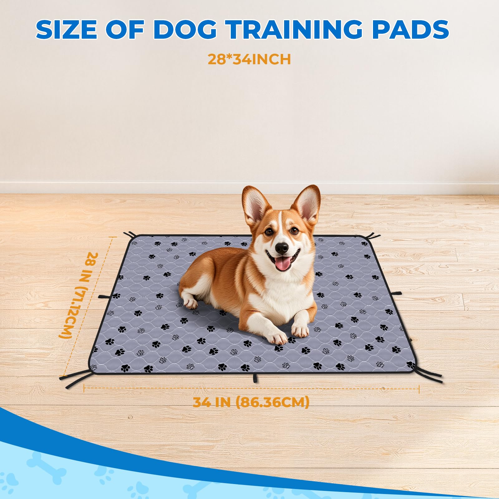 Non-Slip Washable Pee Pads For Dogs, 2 Pack Large Ultra-Absorbent And Leak-Proof Reusable Potty Training Pads For Dogs And Cats