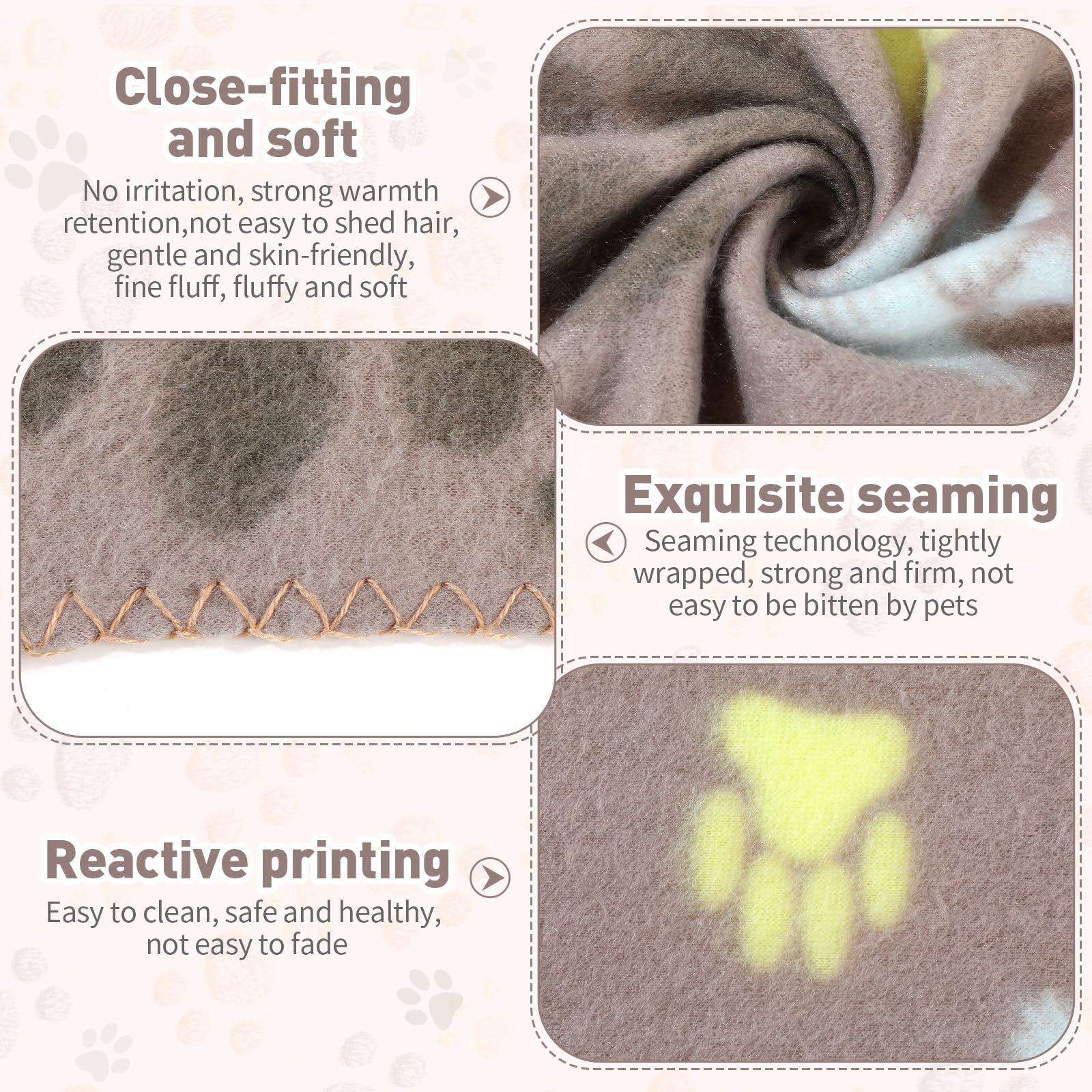 Tatuo 10 Pieces Pet Blankets With Paw Print Dog Cat Soft Fleece Blankets Sleep Mat Pad Bed Cover For Kitten Puppy And Other Smal