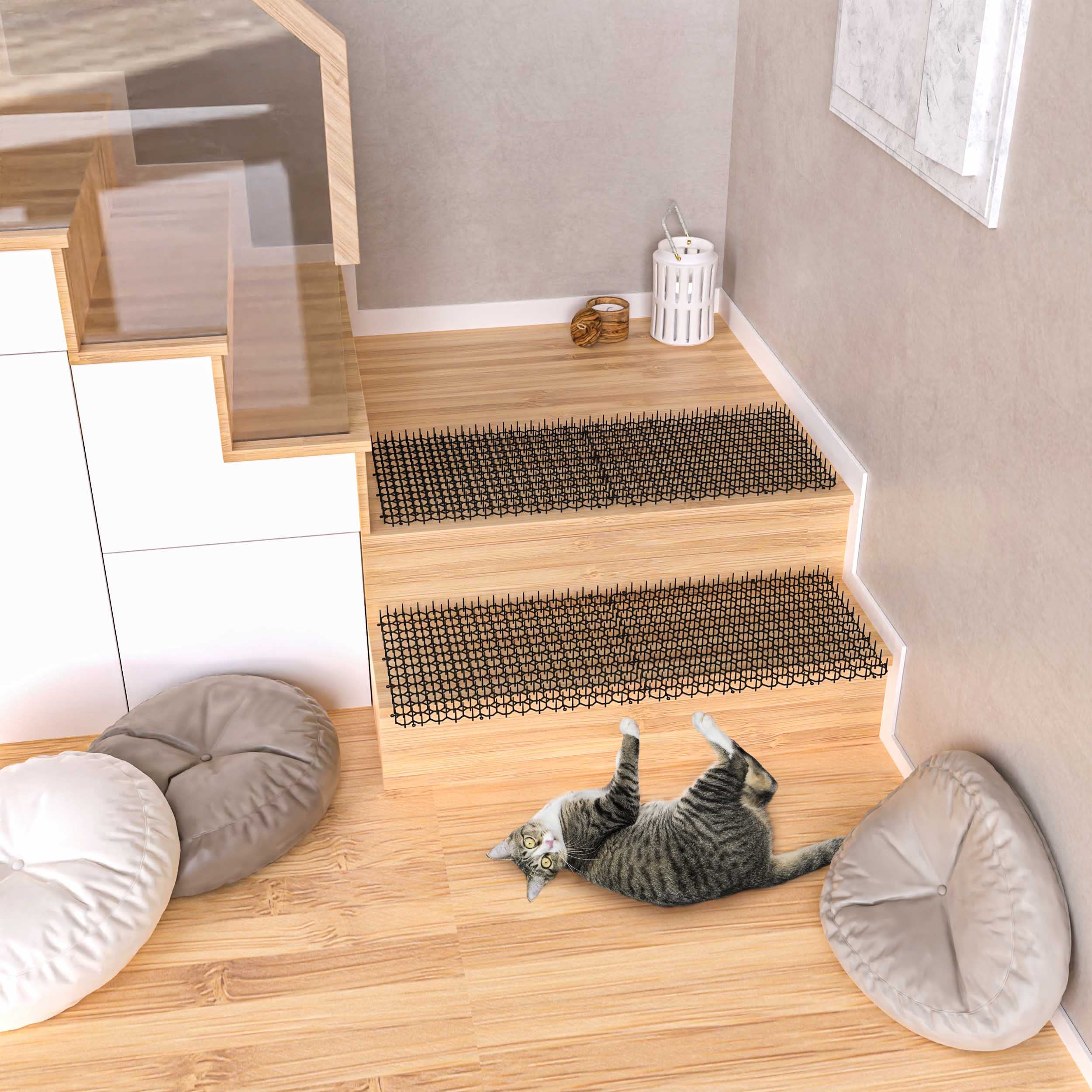 OCEANPAX 16 X 13 Inch Scat Mat for Cats, 12 Pack Cat Scat Mat with Spikes - Indoor/Outdoor Pet Deterrent Solution for Plants, Fu