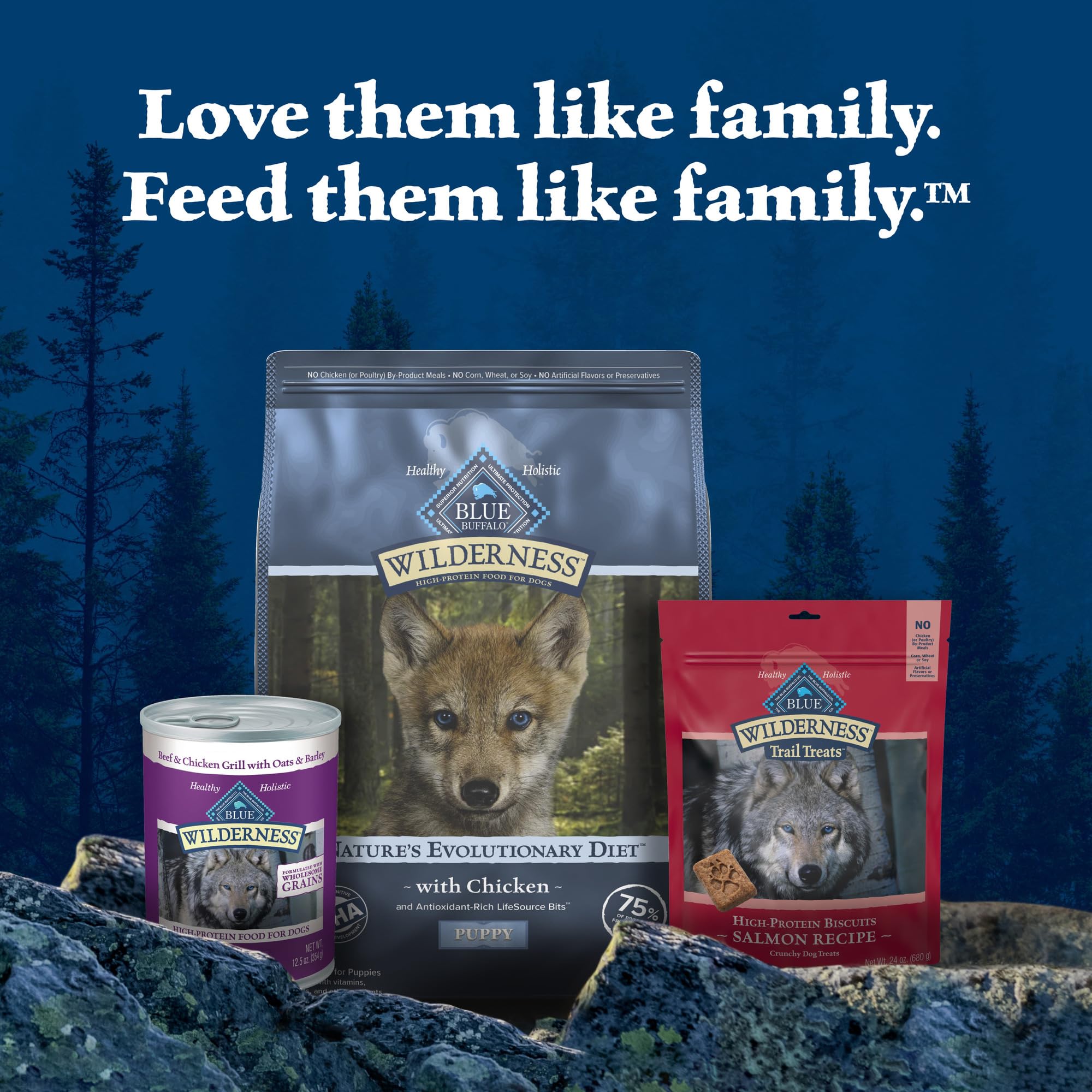 Blue Buffalo Wilderness High-Protein Natural Dry Food for Puppies, Chicken Recipe, 24-lb. Bag