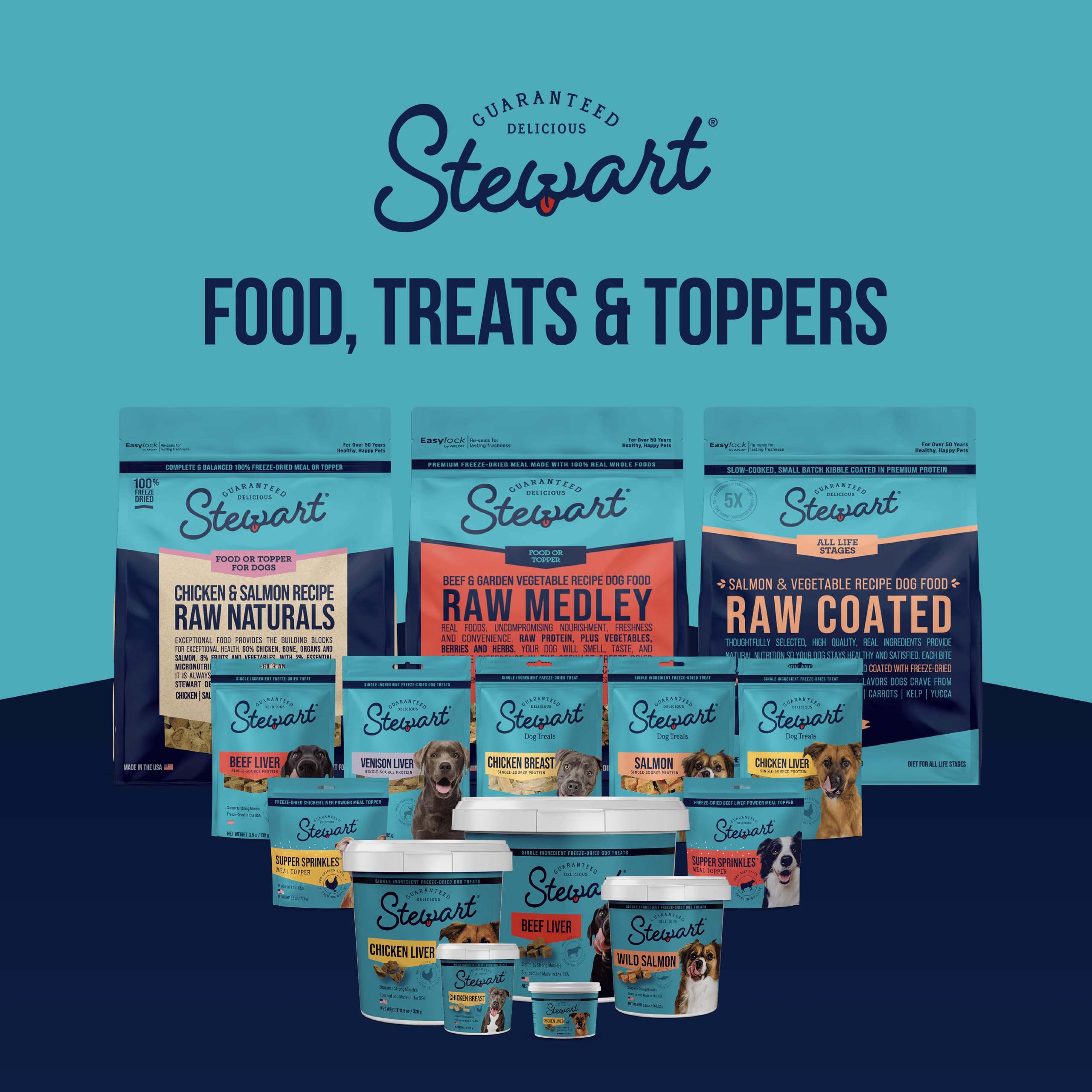 Stewart Single Ingredient Freeze Dried Raw Dog Treats, Chicken Liver, 2.5 Ounce Resealable Pouch, Training Treats or Meal Topper