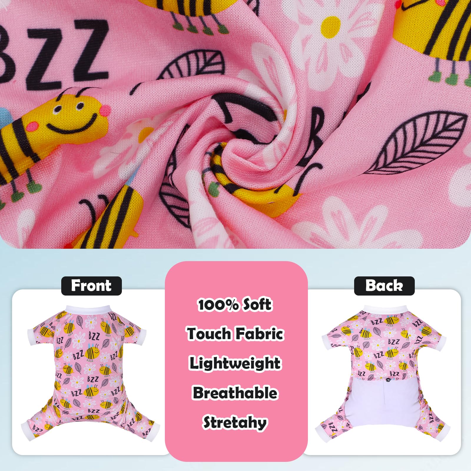 Cutebone Small Dog Pajamas Shirt Stretchy Summer Puppy Pjs Soft Cat Onesies Pet Clothes For Daily Wear Da24M