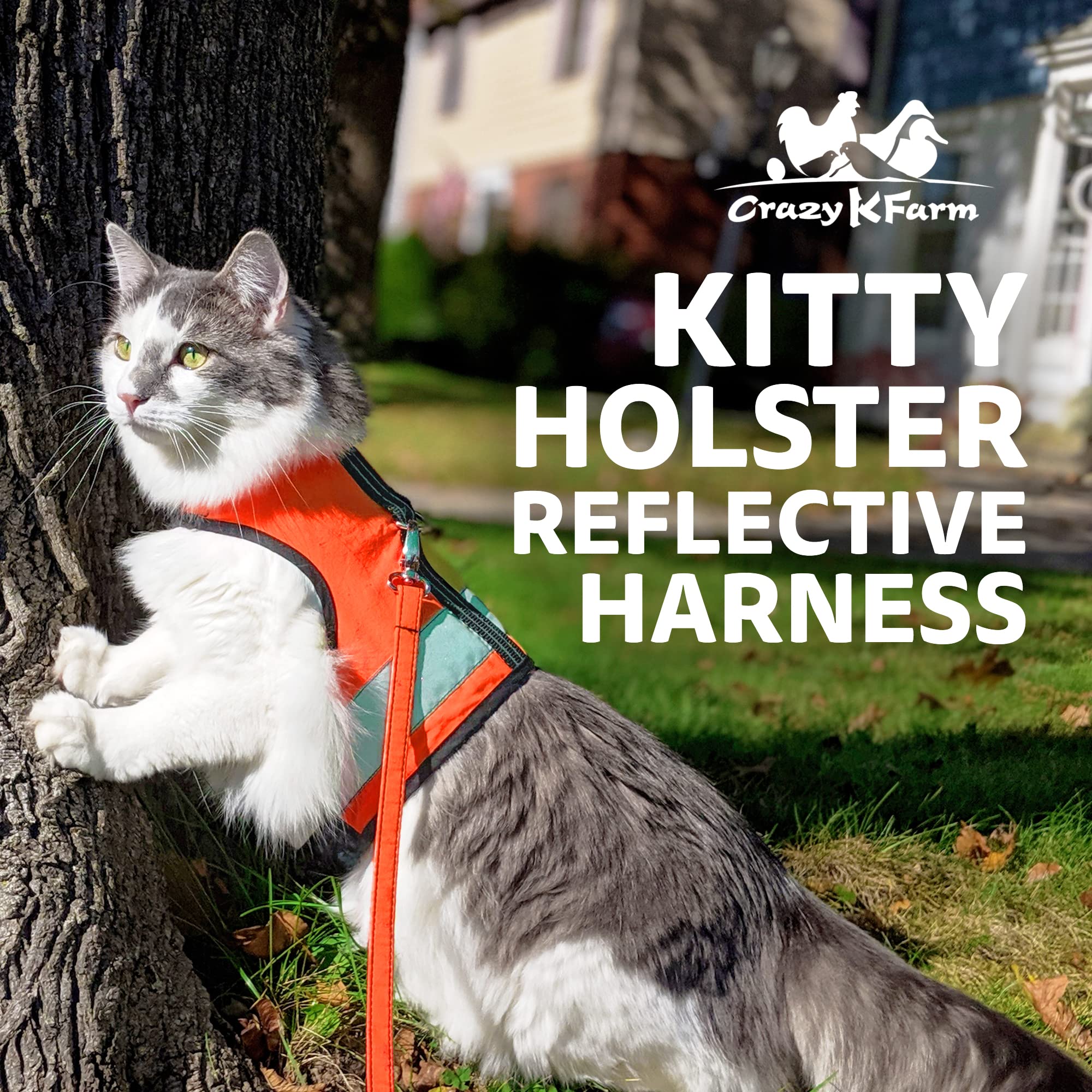 Kitty Holster Reflective Cat Harness - High-Visibility Cat Vest For Day & Night | Secure, Breathable And Washable Cotton | Ideal