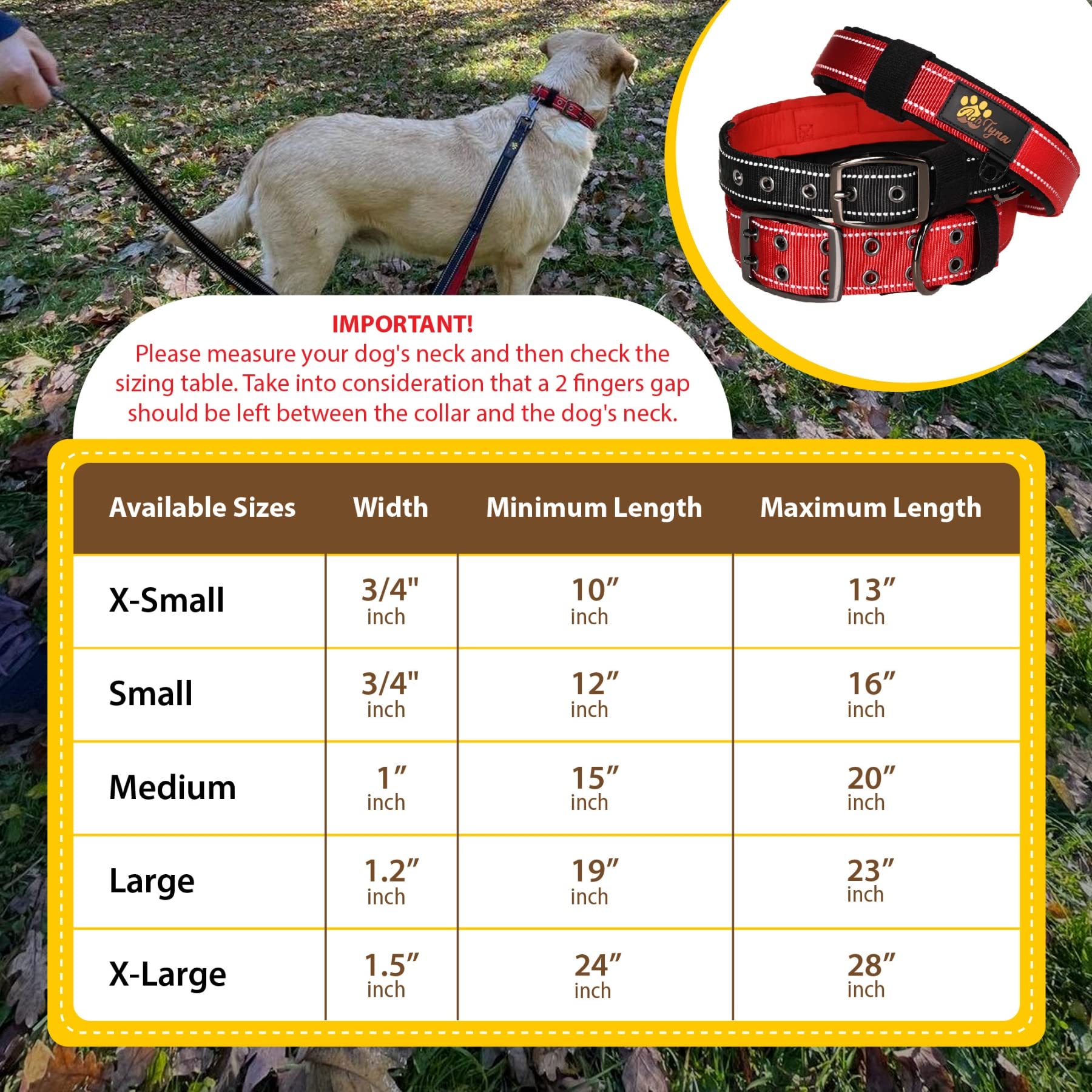 ADITYNA Ultra Comfortable Soft Neoprene Padded Dog Collar for Medium Dogs