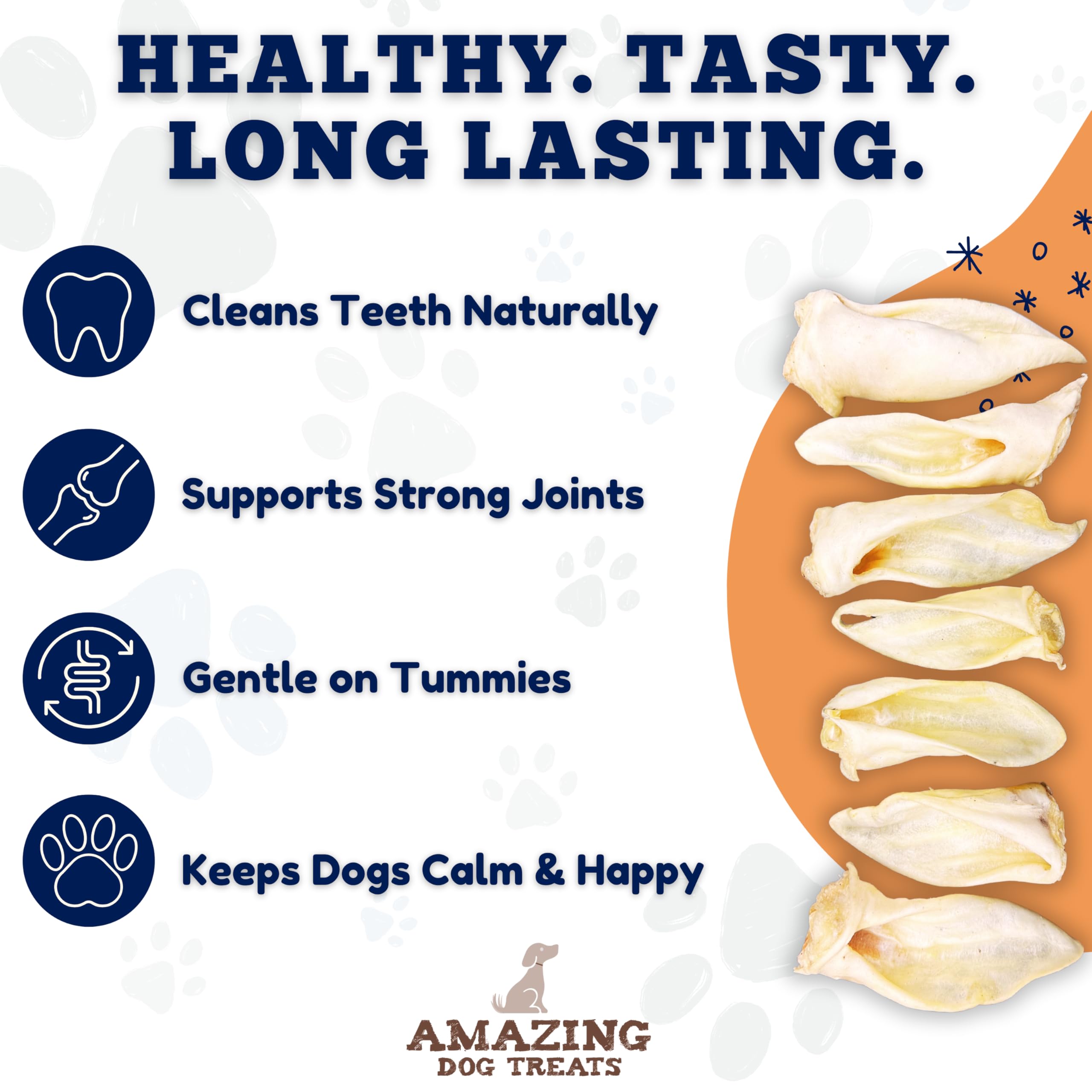 Amazing Dog Treats Lamb Ears - Natural Chews, Rawhide Alternative, 25 Pcs, 0.64 Oz