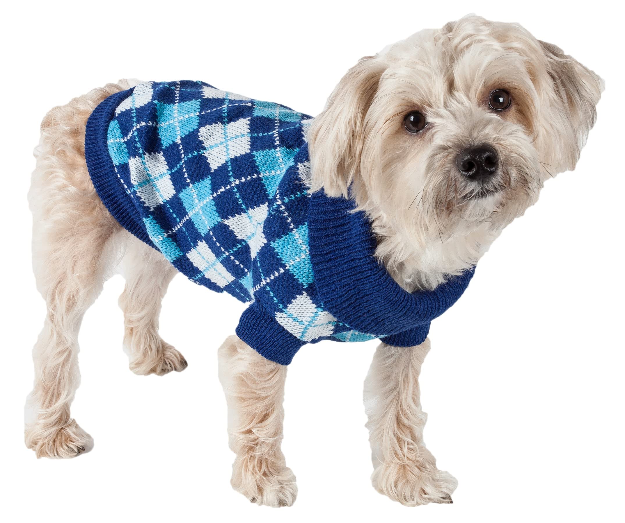 Pet Life  Argyle Style Weaved Pet Sweater  Designer Heavy Cable Knitted Dog Sweater With Turtle Neck  Winter Dog Clothes Desig