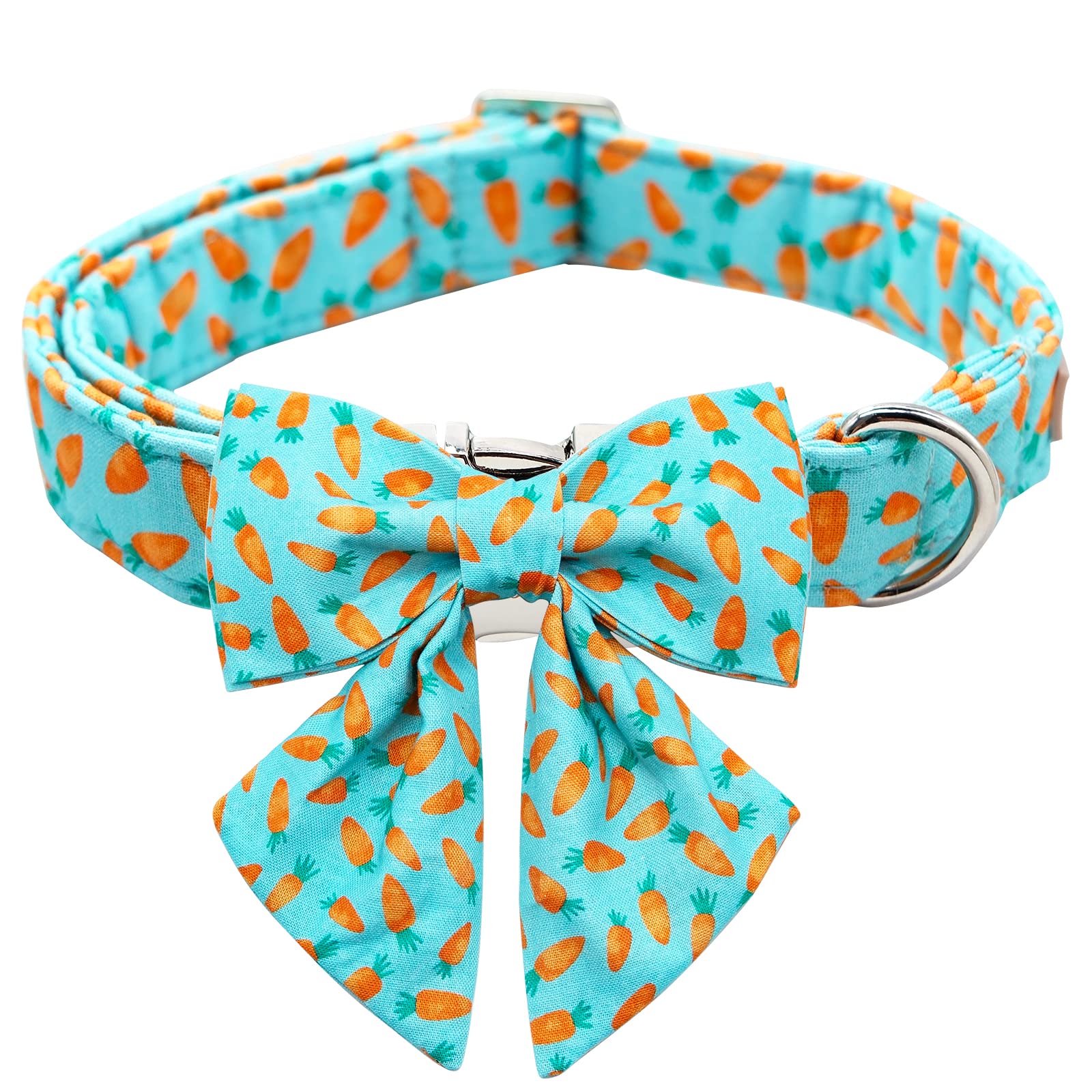 Babole Pet Dog Collar Easter Gift With Tie,Carrot Male Dog Collar With Safety Metal Buckle Adjustable Puppy Collars For Small Medium Large Boy & Girl Dog,Xs-Neck 8'-12'