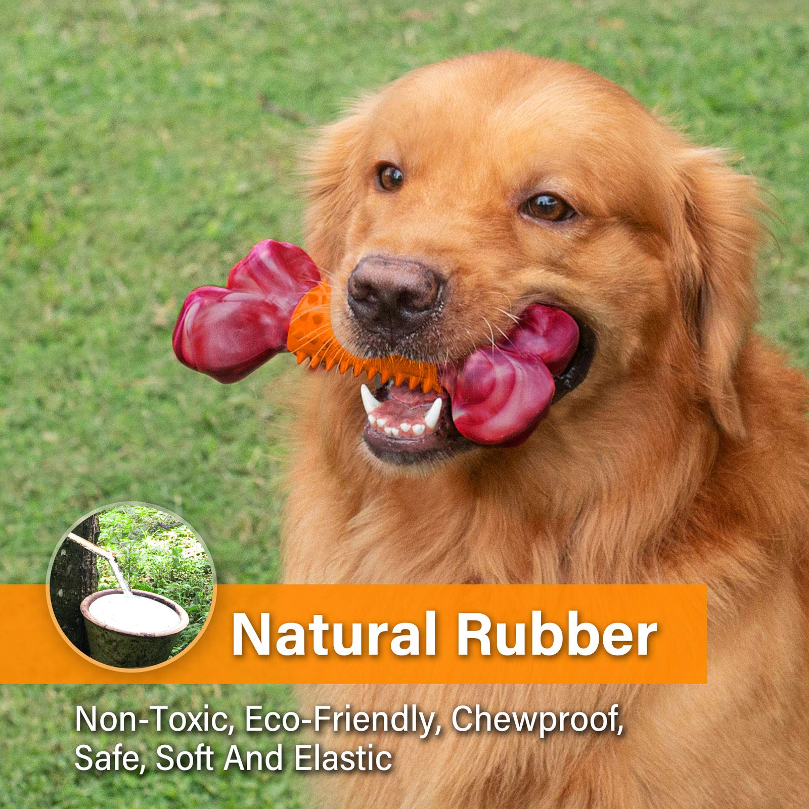 Apasiri Dog Toys for Aggressive Chewers Peanut Butter Flavored, 8 Tough Dog Chew Bone, Nylon & Rubber Chew Toy, Dog Bone Toy for
