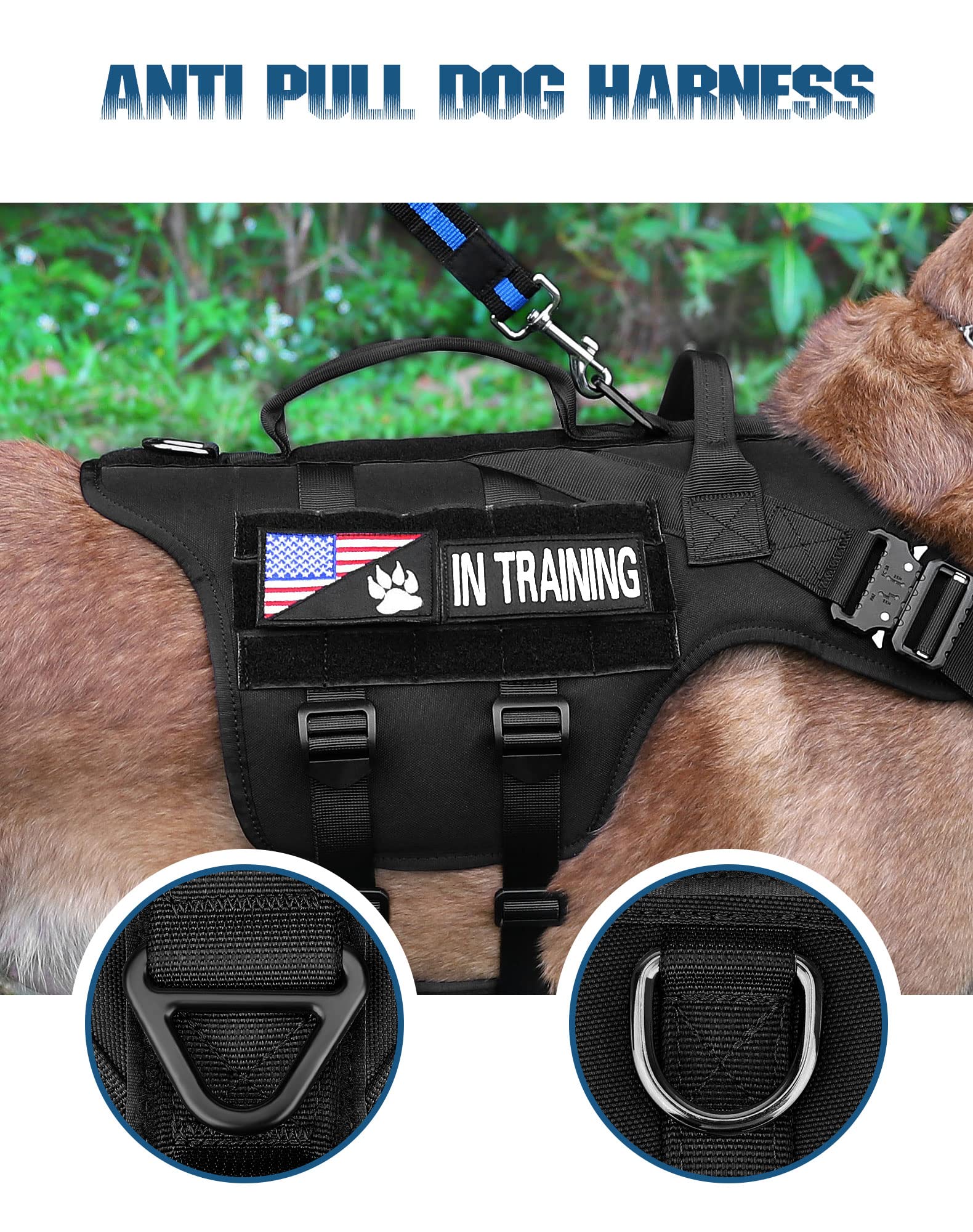 Tactical Dog Harness - Petnanny Harness Service Dog Vest For Large Breed Dog, Hook And Loop Panel For Service Patchs, Work Molle