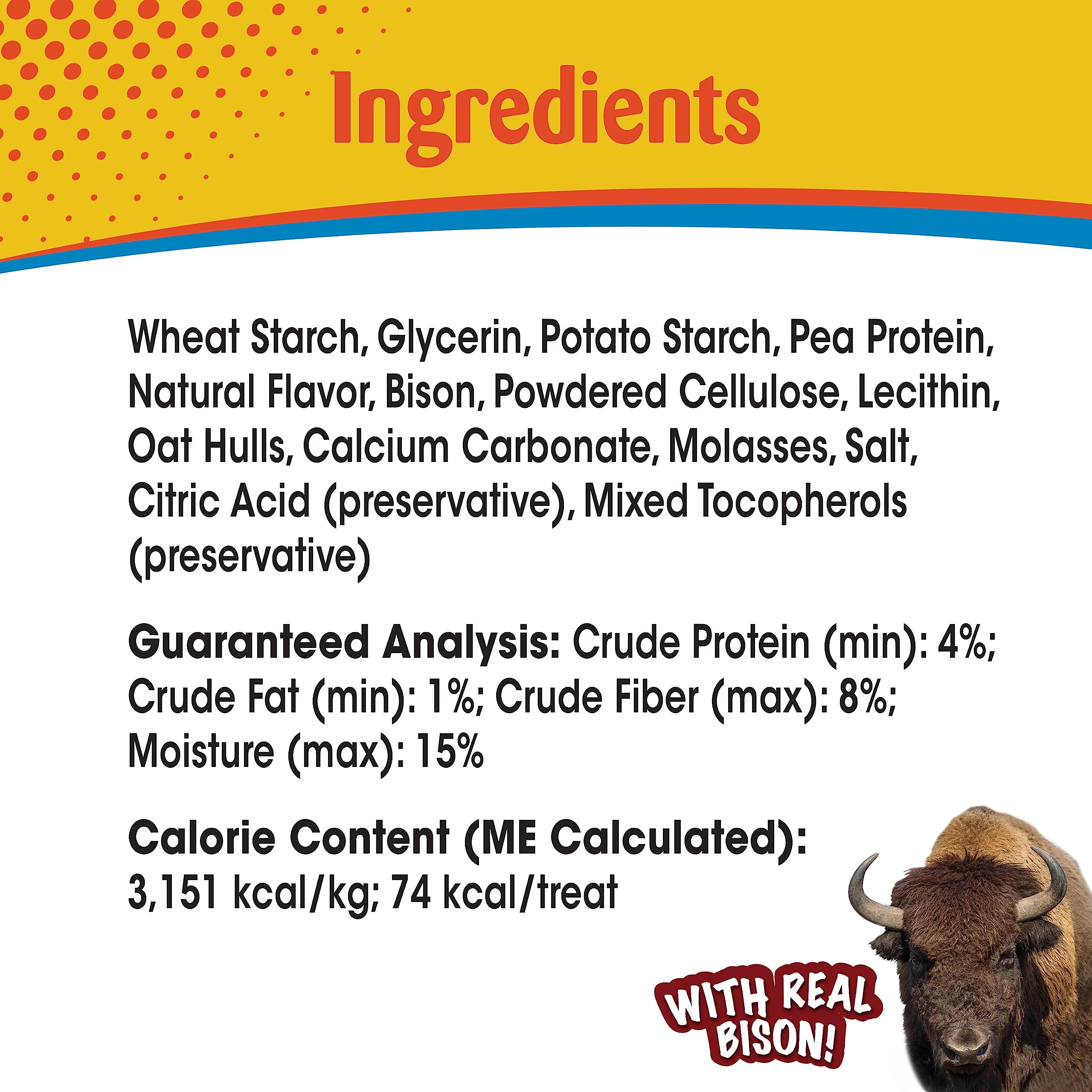 Nylabone Nubz Wild Natural Edible Chew Treats for Dogs, Made in USA, Bison Flavor, Small - Up to 25 lbs. (12 Count)