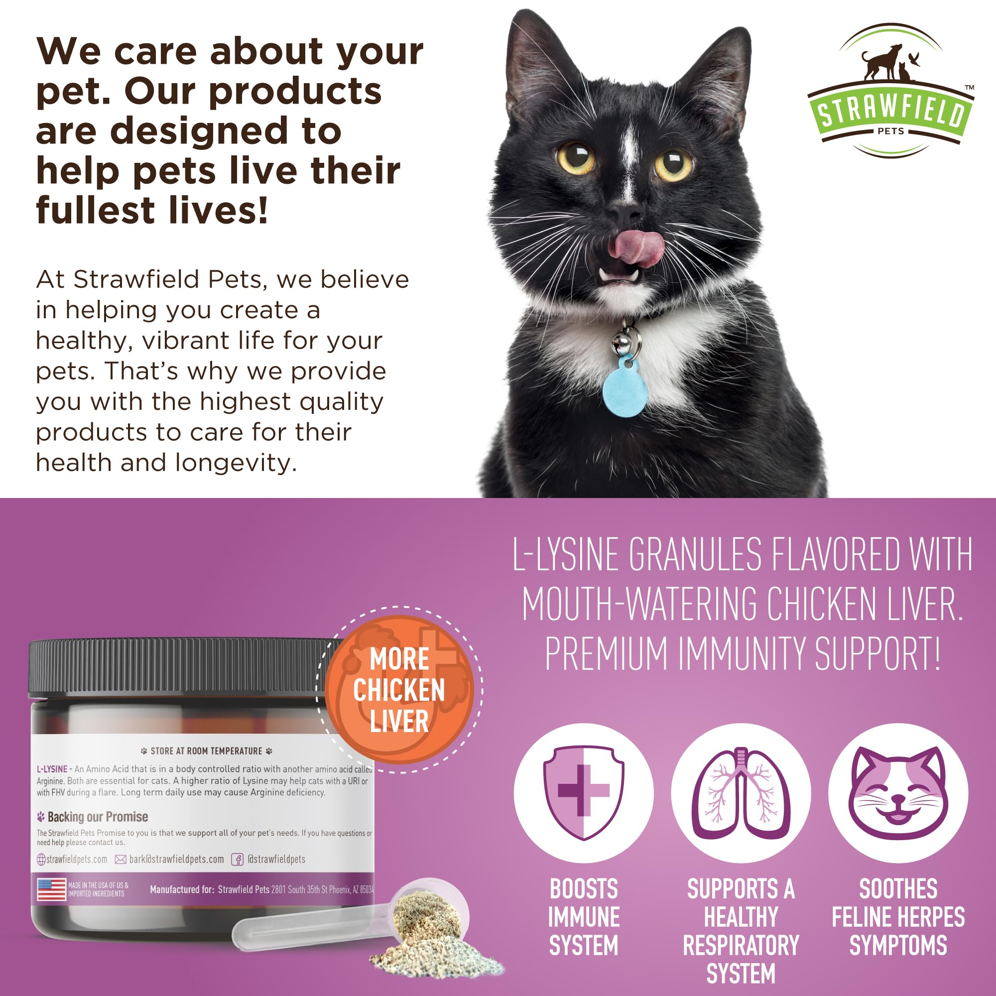 L-Lysine for Cats Supplement Powder Granules for Cat Cold, Sneezing, Congestion, Running Nose, Respiratory, Allergy Relief  Cats