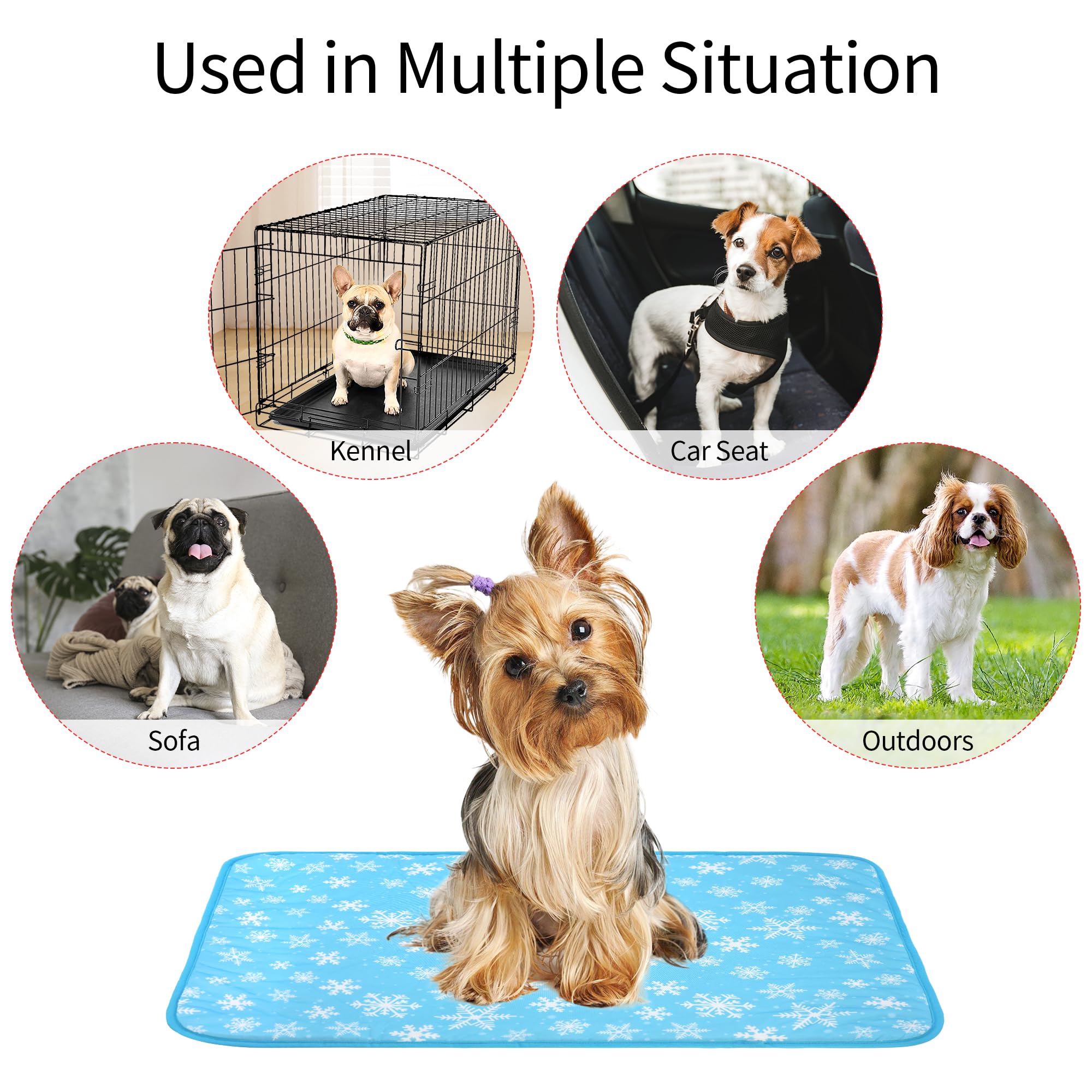 Delifur Dog Cooling Mat - Pet Cooling Mat Outdoor For Dogs Self Cooling Pad For Puppy Small Medium Dog Machine Washable (Large,