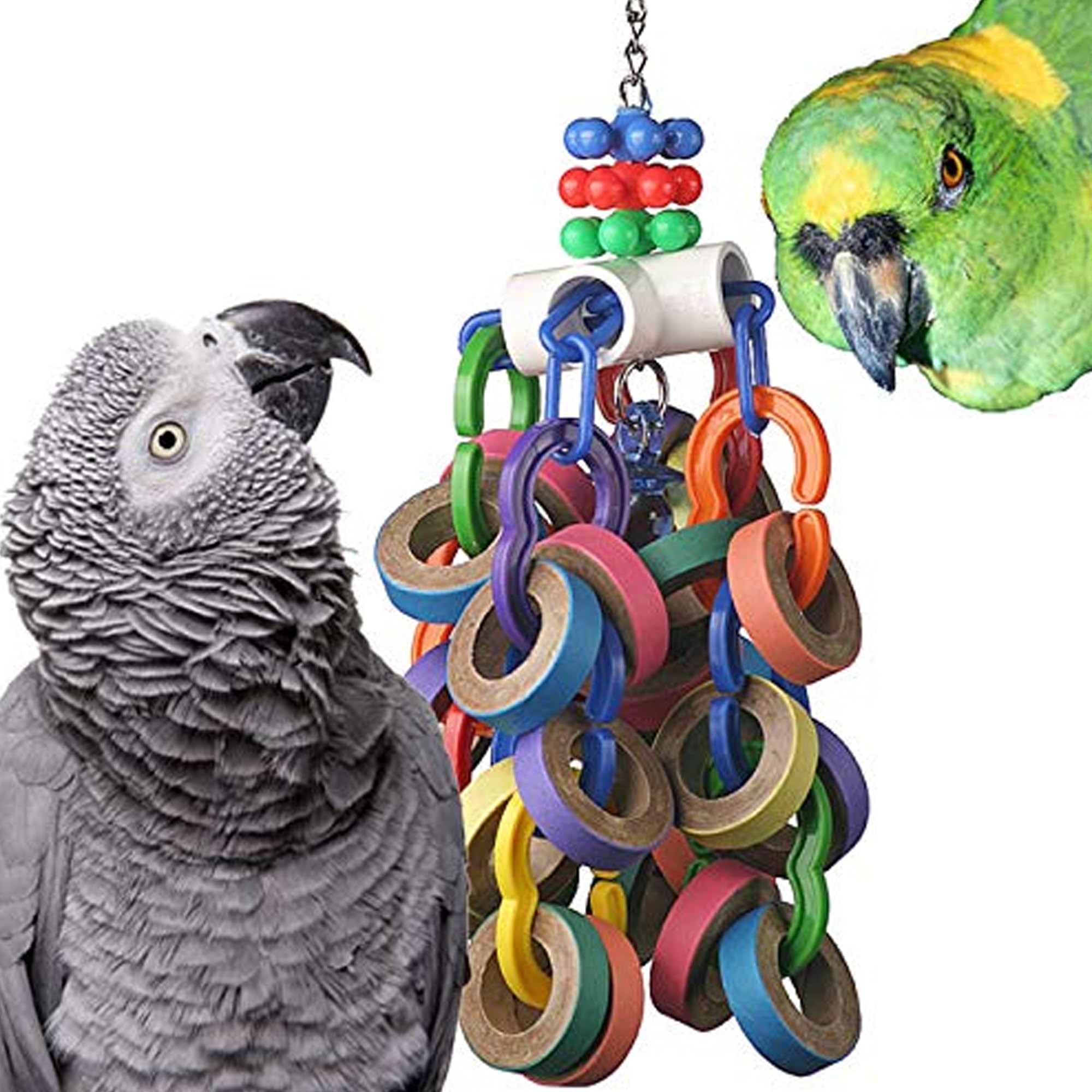 Super Bird Creations Sb1107 Bagel Cascade Bird Toy, Large Bird Size, Refillable Bagels, 15 X 4.5