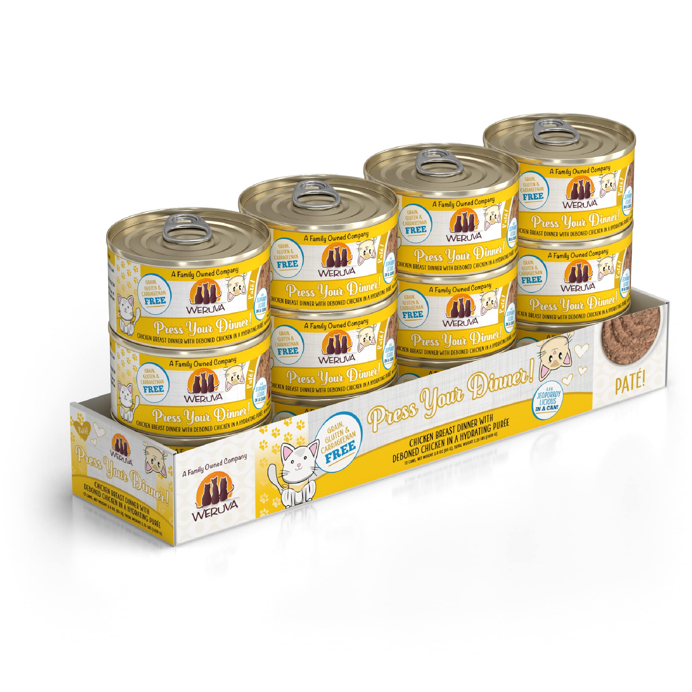 Weruva Classic Cat Pat  , Press Your Dinner with Chicken, 3oz Can (Pack of 12)
