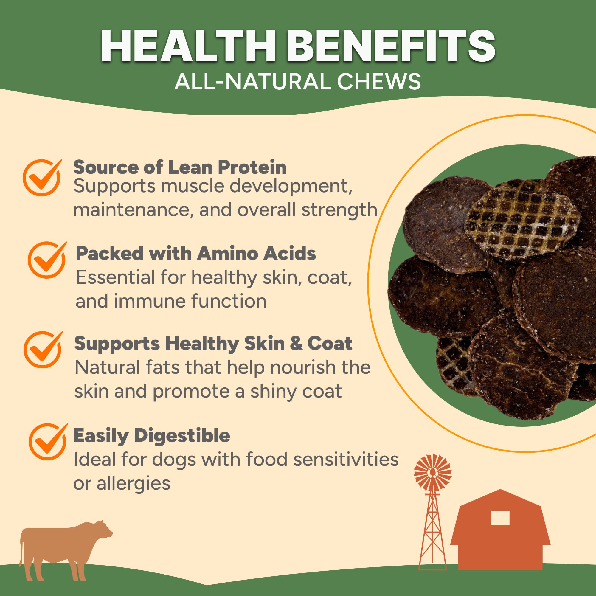 Gaines Family Farmstead Beef Chips for Dogs - 6 oz Natural High-Protein Chews, Grain-Free Treats Made in USA