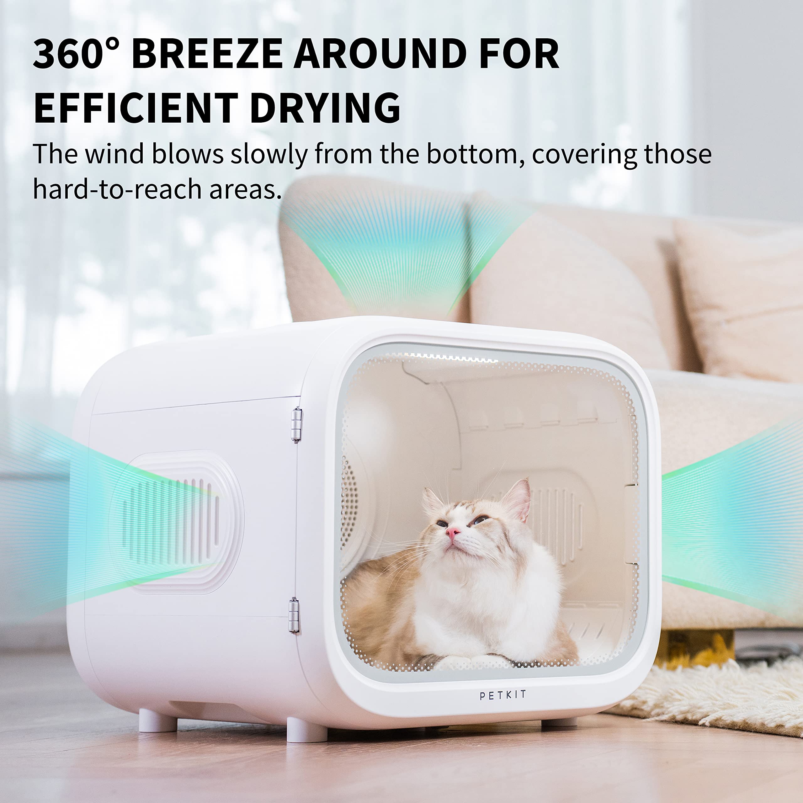 Petkit Airsalon Max Automatic Pet Hair Drying Box For Cat Puppy Kitten,Ultra Quiet Hair Dryer For Small Dog Grooming,60L Large C