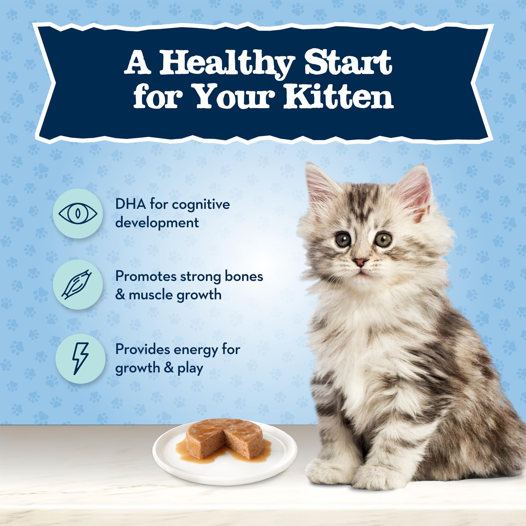 Blue Buffalo Baby Blue Natural Grain-Free Wet Food for Kittens, Healthy Growth Formula with DHA, High-Protein Chicken Pat  , 3 o