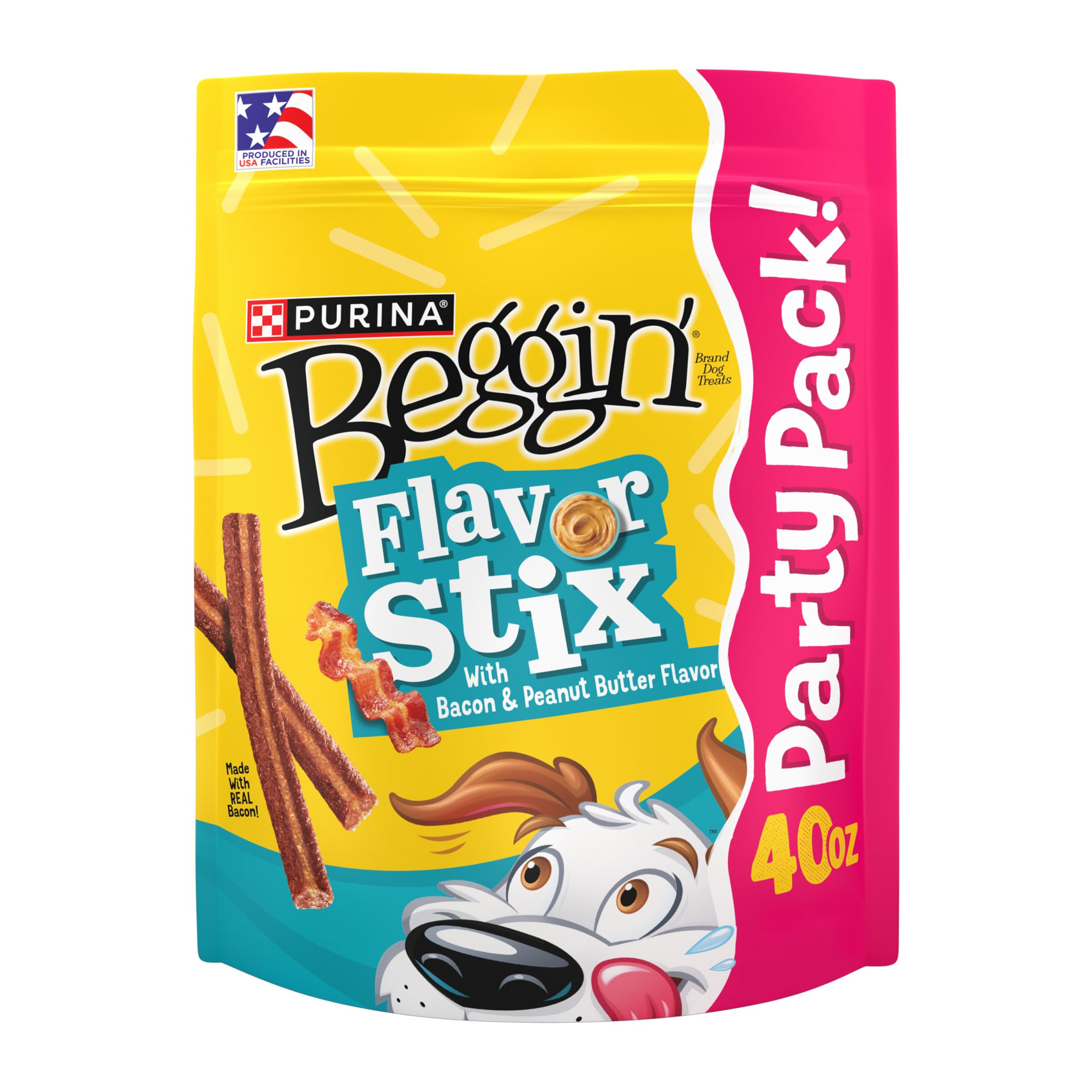 Purina Beggin  Flavor Stix with Bacon and Peanut Butter Flavor Dog Chew Stix - 40 oz. Pouch