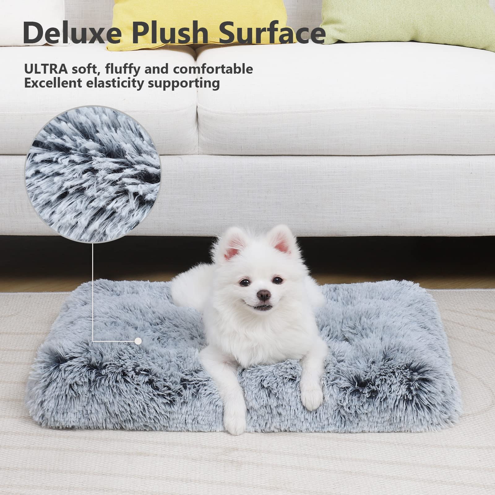 Vonabem Small Dog Bed Crate Pad Puppy Bed 24 Inch, Washable Fluffy Plush Pet Beds, Anti-Slip Dog Crate Bed For Small Dogs And Cats,Dog Mats For Sleeping And Anti Anxiety, Kennel Pad Grey