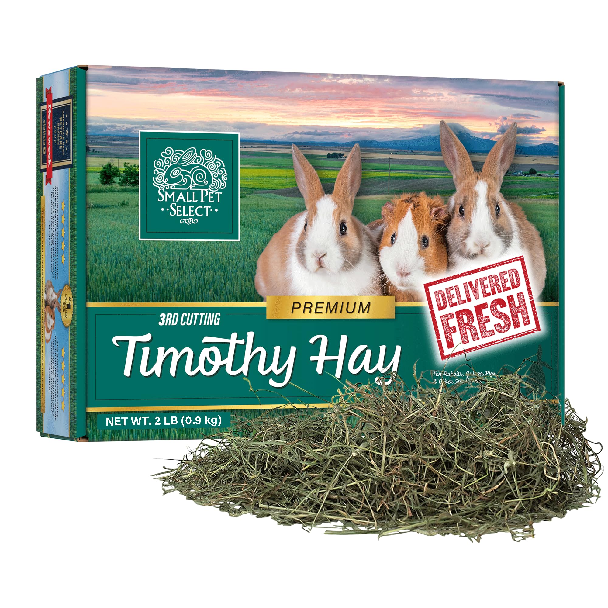 Small Pet Select 3Rd Cutting Super Soft Timothy Hay Pet Food, 2 Lb., green, 2 Pound (Pack of 1), 32 Ounce