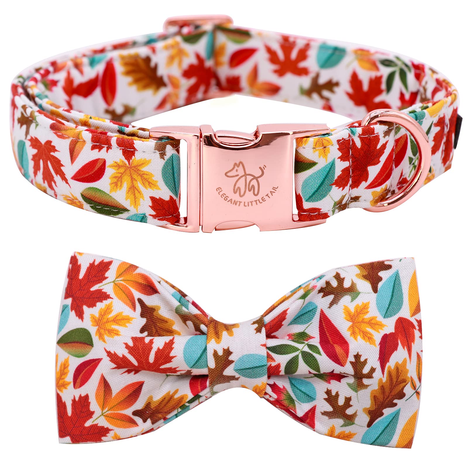 Elegant Little Tail Fall Dog Collar, Male Or Female Dog Collar With Bow Adjustable Soft Bow Tie Dog Collars For X-Small Dogs And Cats