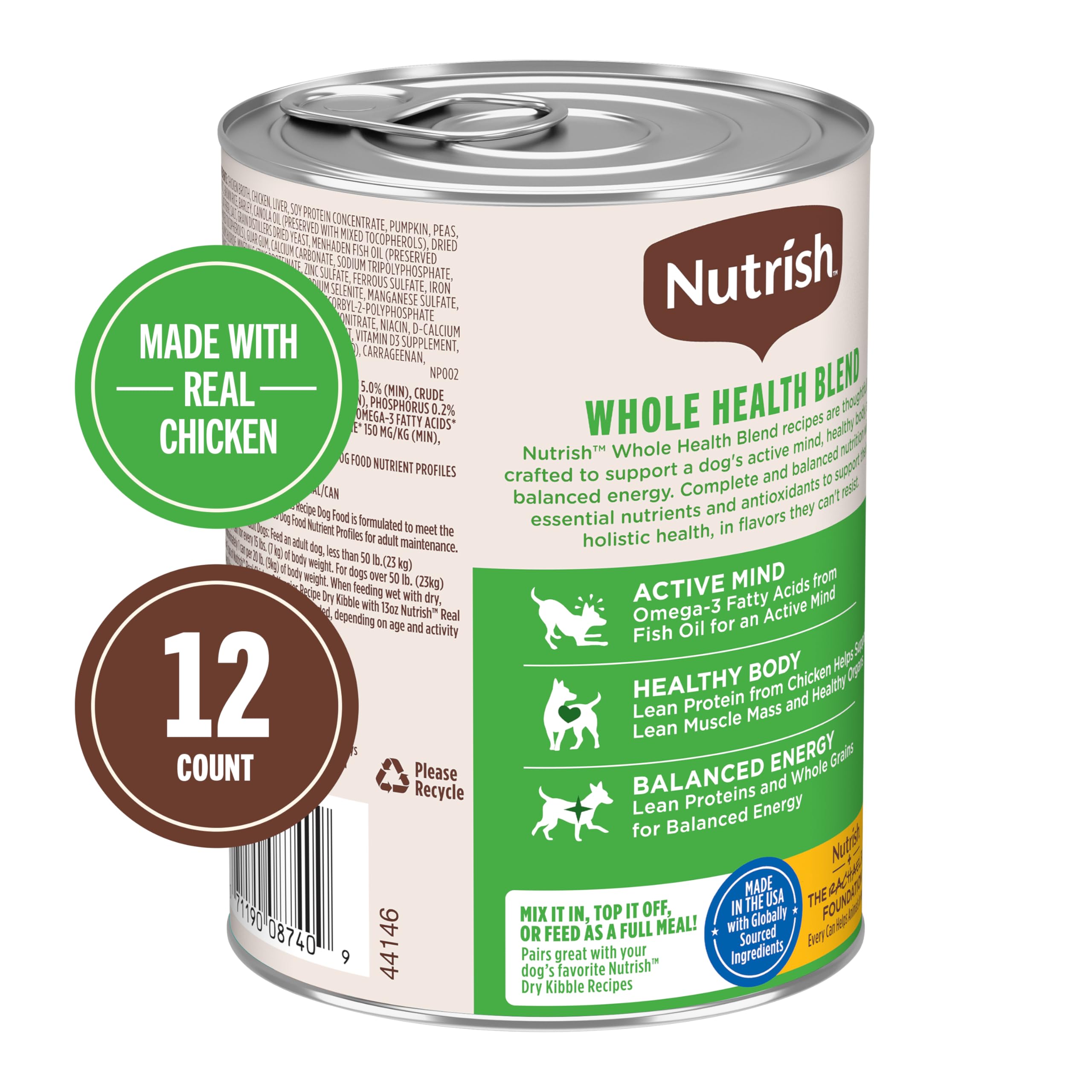 Rachael Ray Nutrish Chunks in Gravy Wet Dog Food Real Chicken & Veggies Recipe, 13 Ounce (Pack of 12)