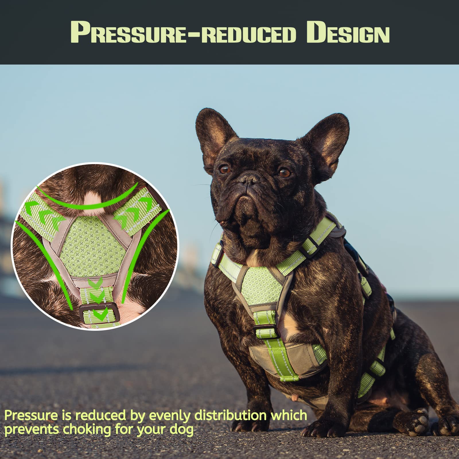 Escape Proof Dog Harness, Escape Artist Harness, Fully Reflective Harness With Padded Handle, Breathable,Durable, Adjustable Vest For Small Dogs Walking, Training, And Running Gear Green (Small)