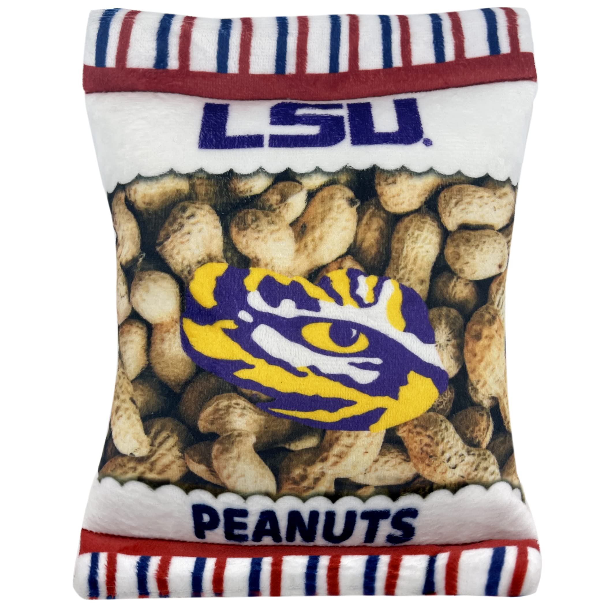 Pets First Ncaa Lsu Tigers Crinkle Fine Plush Dog & Cat Squeak Toy- Cutest Stadium Peanuts Snack Toy For Dogs & Cats With Inner 