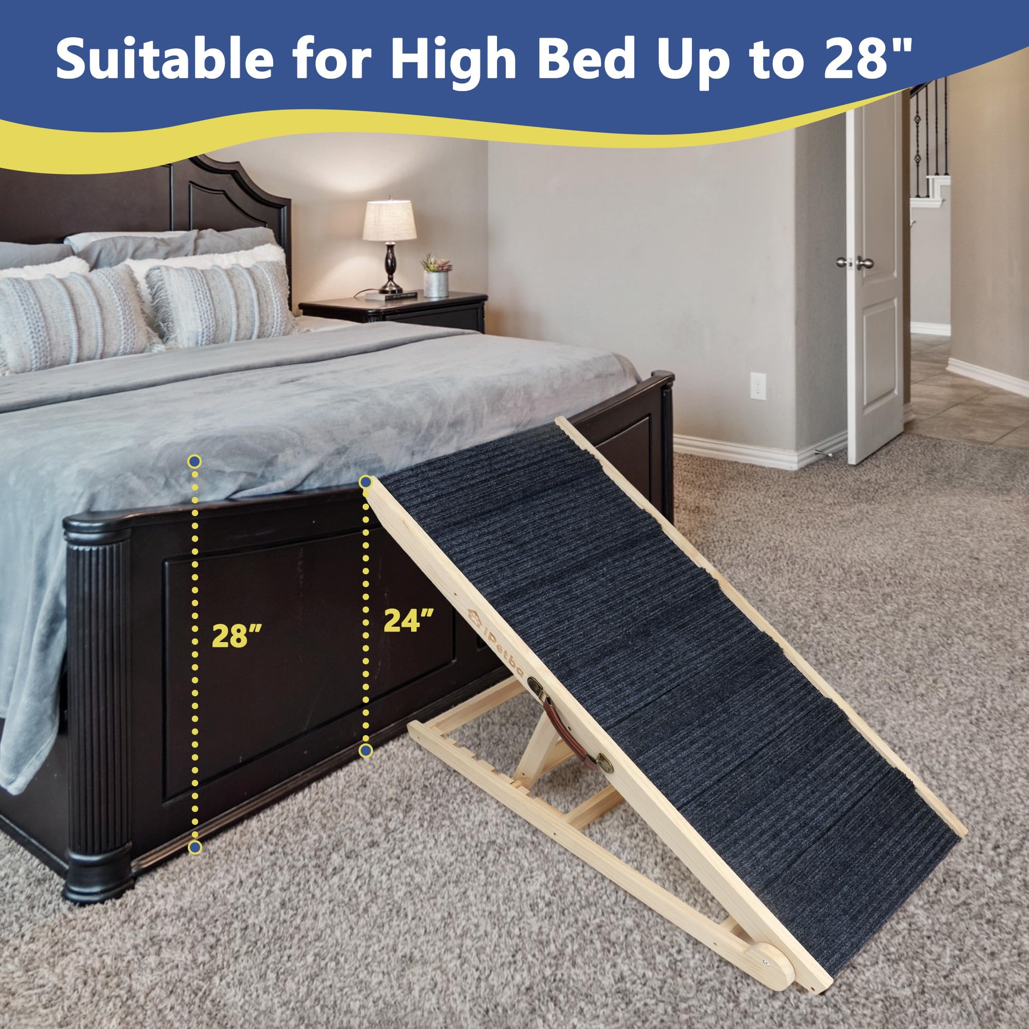 iPetba Dog Ramp for Bed, Upgraded 2.0 Version, Dog Ramp for Couch Pet Ramps for Small Dogs Indoor Small Dog Ramps Foldable and P