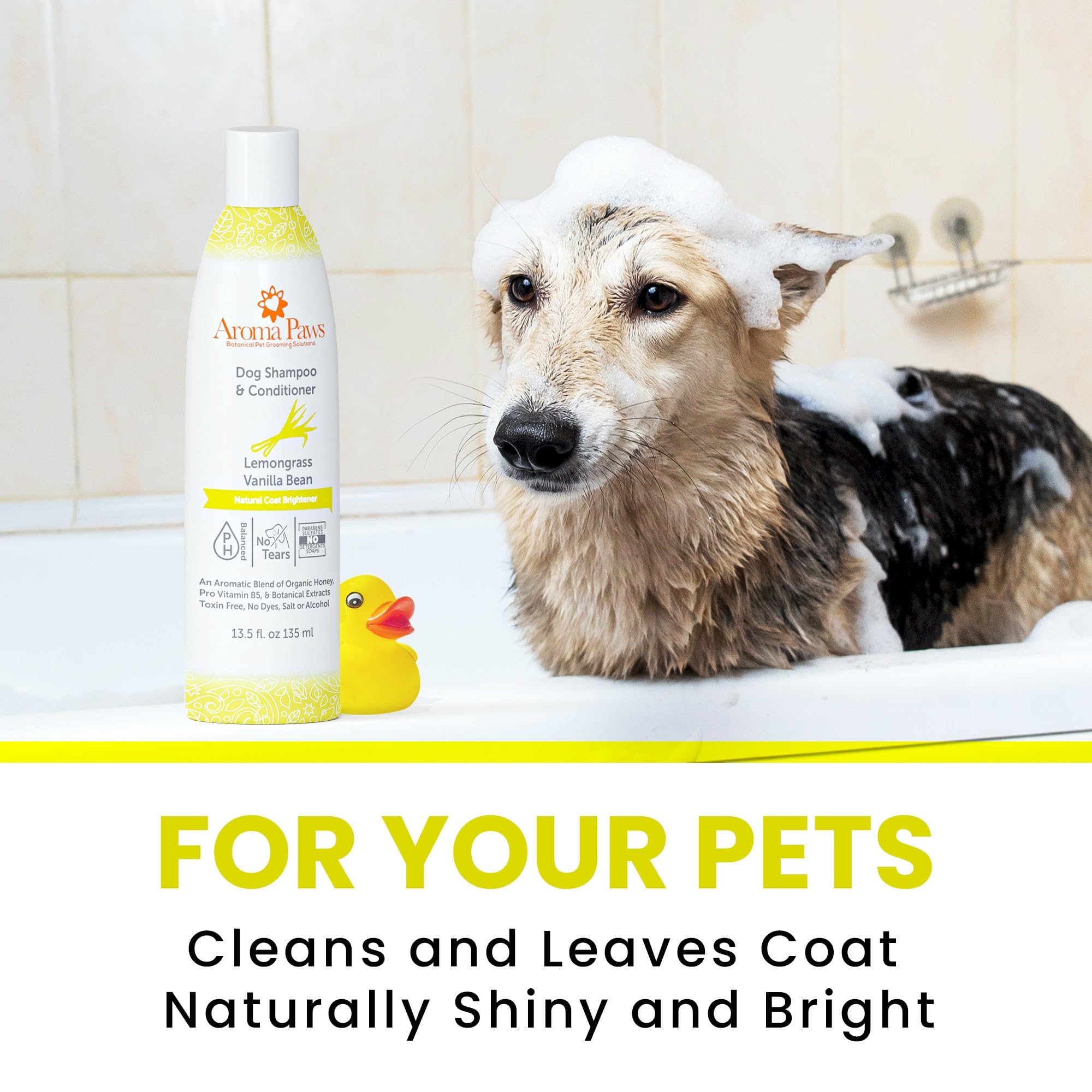 Aroma Paws Dog Shampoo - Cleansing Wash, Conditioning, Moisturizing - Healthy Ingredients - Aromatic Grooming Puppy Shampoo - Te