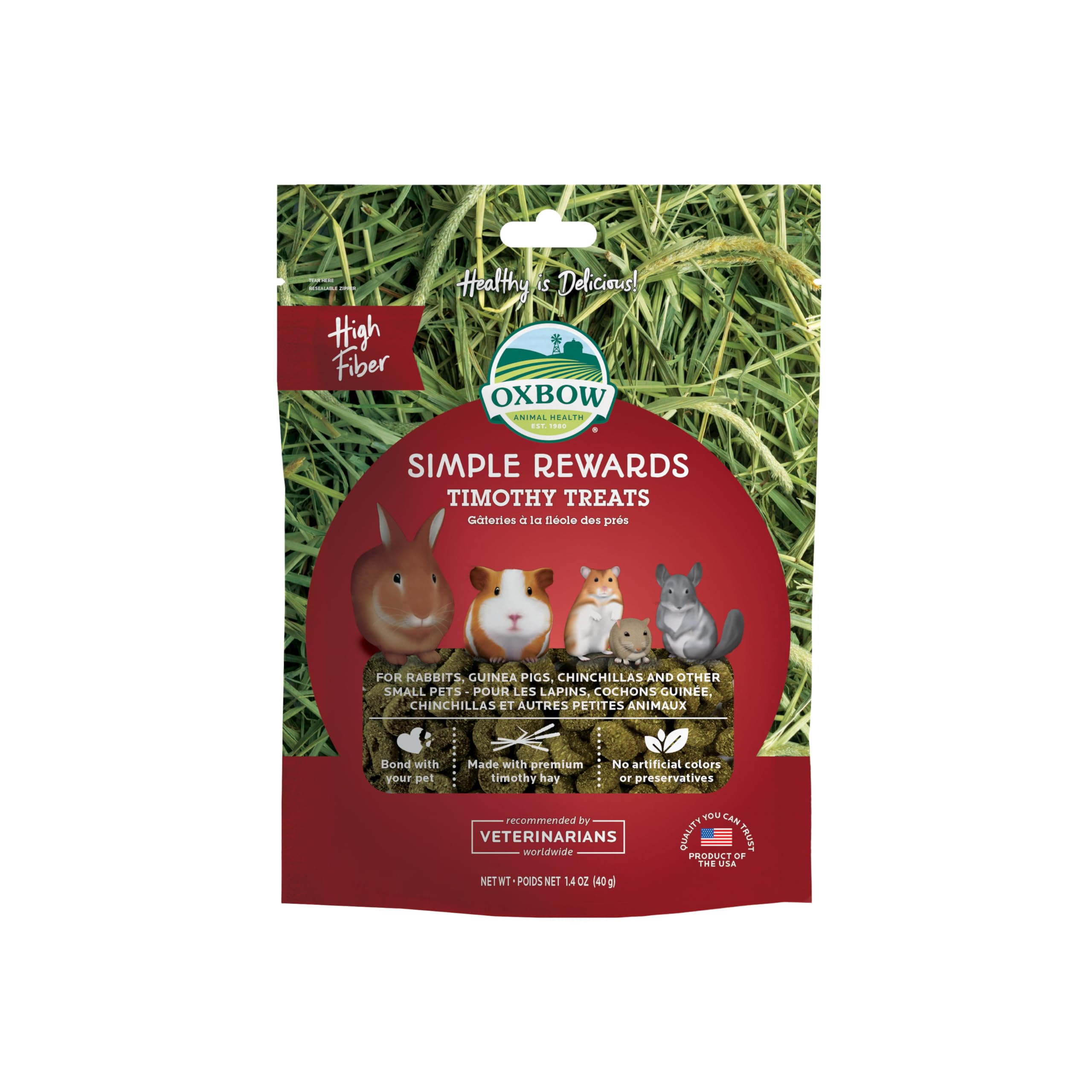 Oxbow Simple Rewards Timothy Hay Treats for Rabbits, Guinea Pigs, Chinchillas, and Small Pets