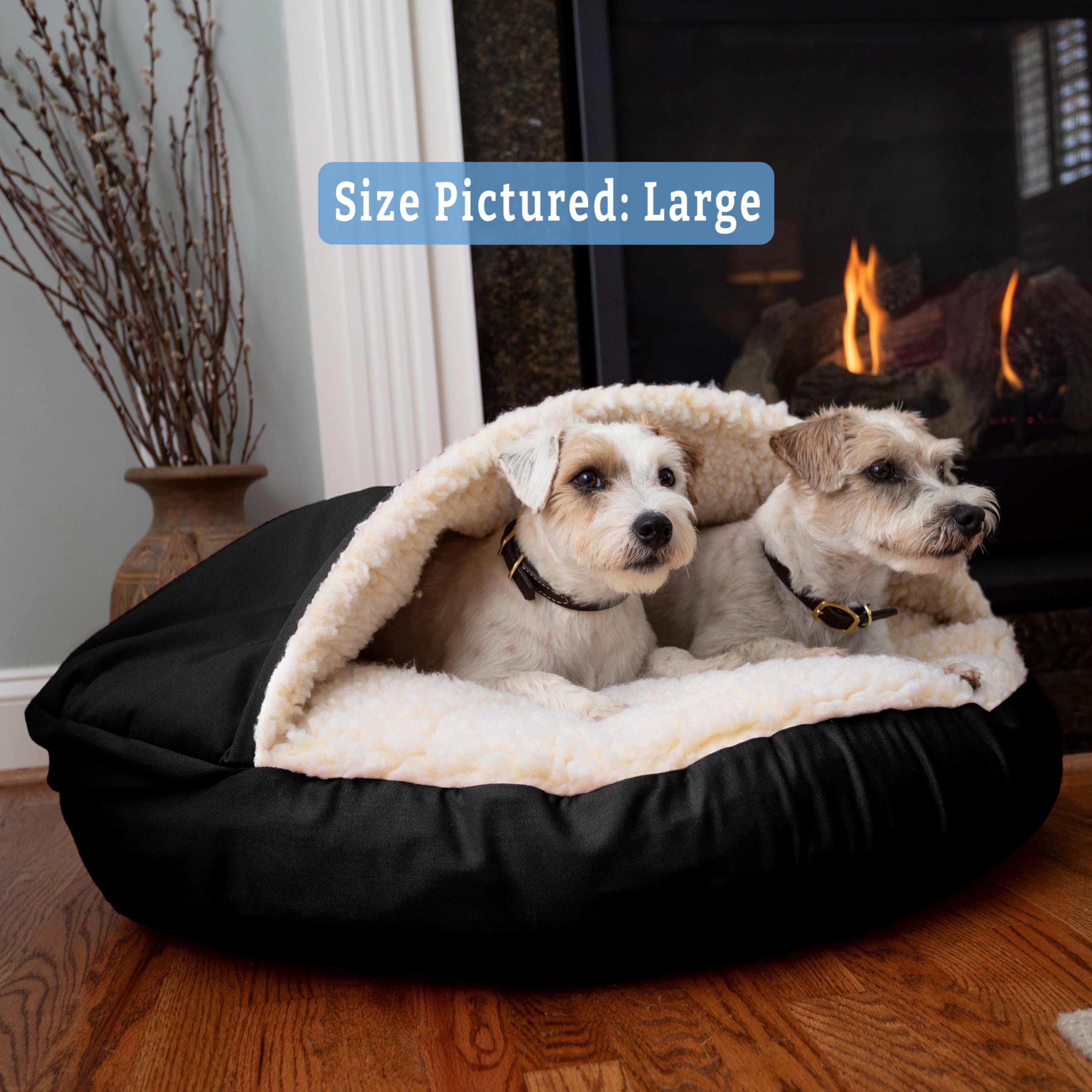 Snoozer Luxury Microsuede Cozy Cave Pet Bed, Large, Black
