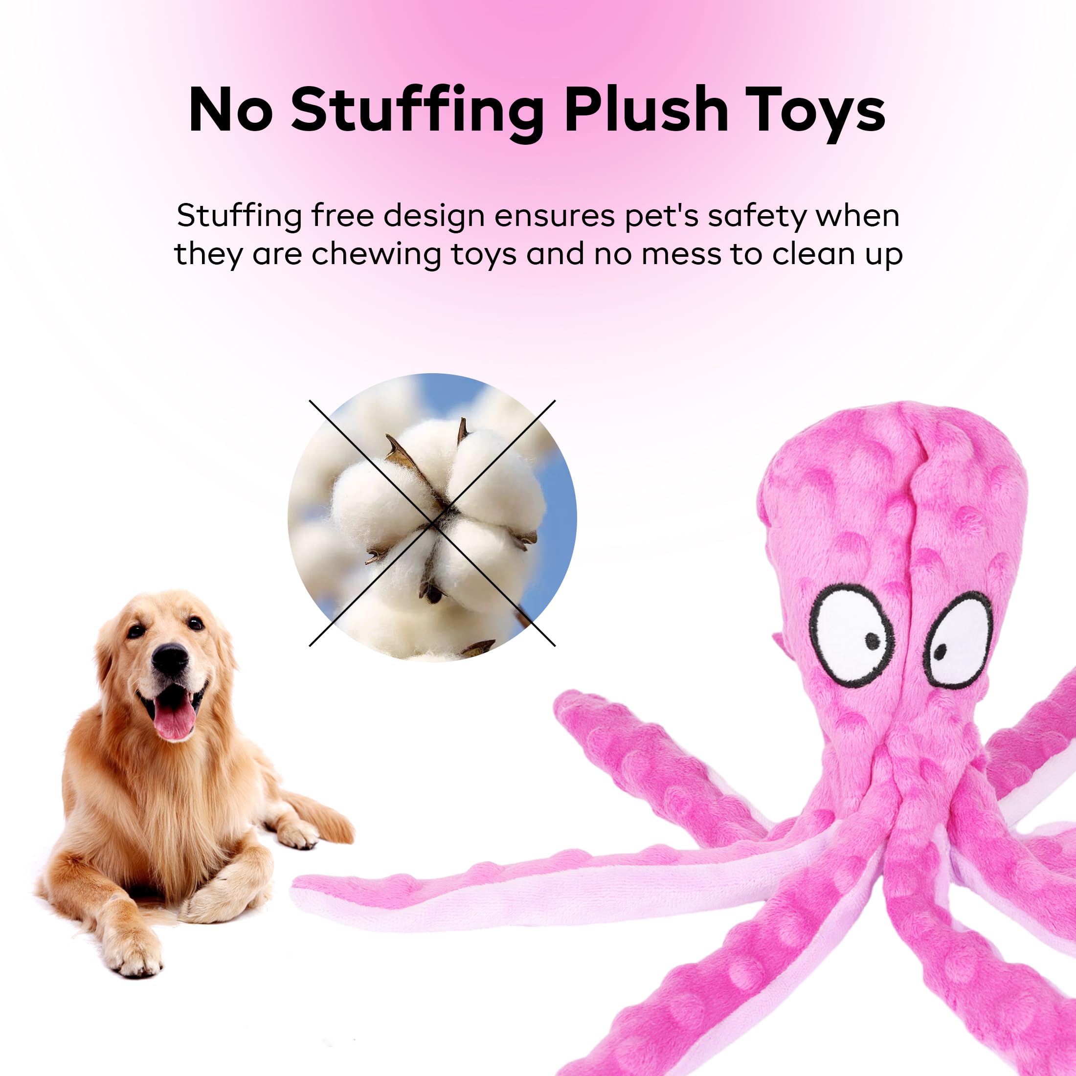Wishstoresqueaky Octopus Dog Toys For Small Breed Dogs -Durable, No-Stuffing Crinkle Toys, Interactive Animal-Shaped Dog Chew To