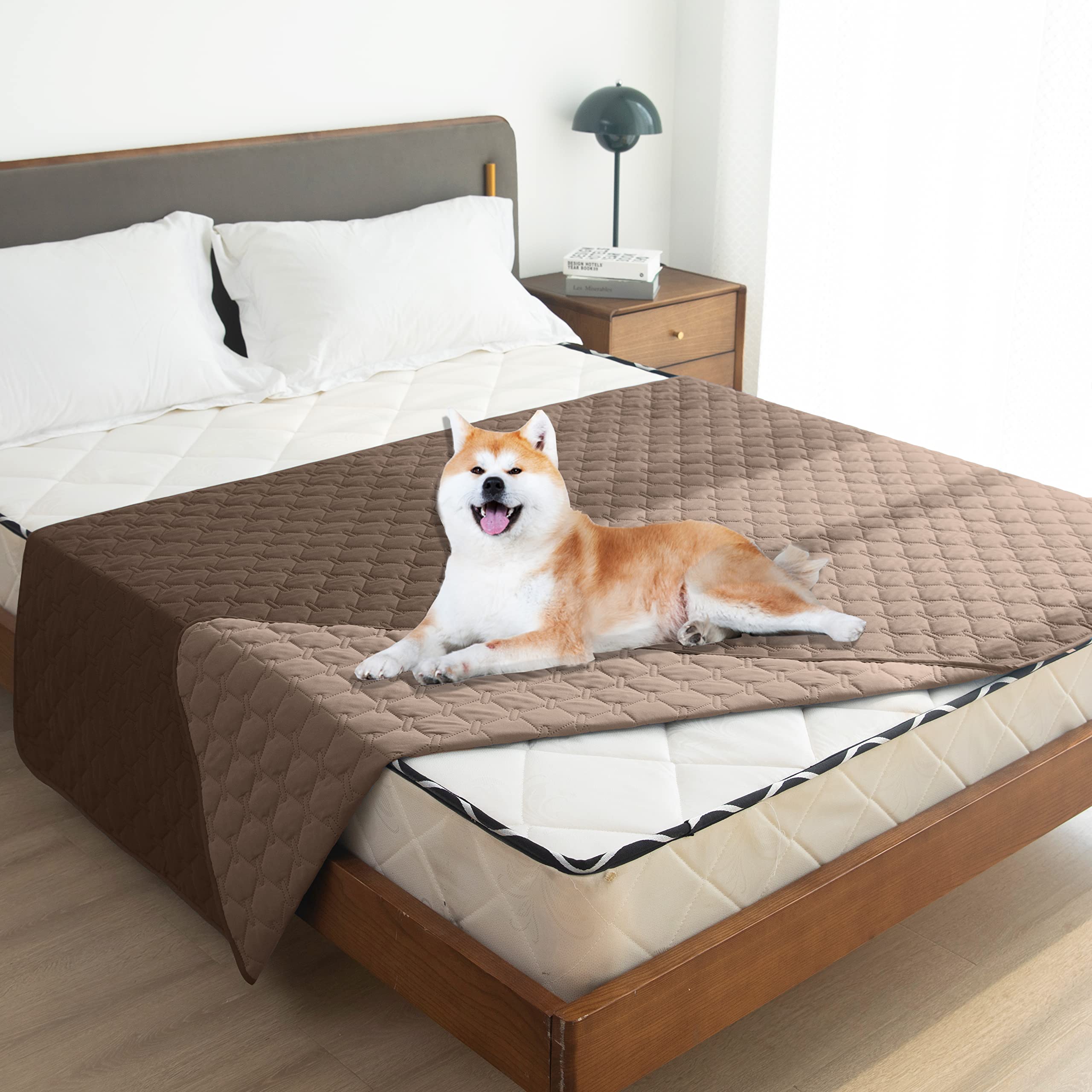 Gogobunny 100% Double-Faced Waterproof Dog Bed Cover Pet Blanket Sofa Couch Furniture Protector For Kids Children Dog Cat, Reversible(82X120 Inch (Pack Of 1), Dark Chocolate/Light Chocolate)