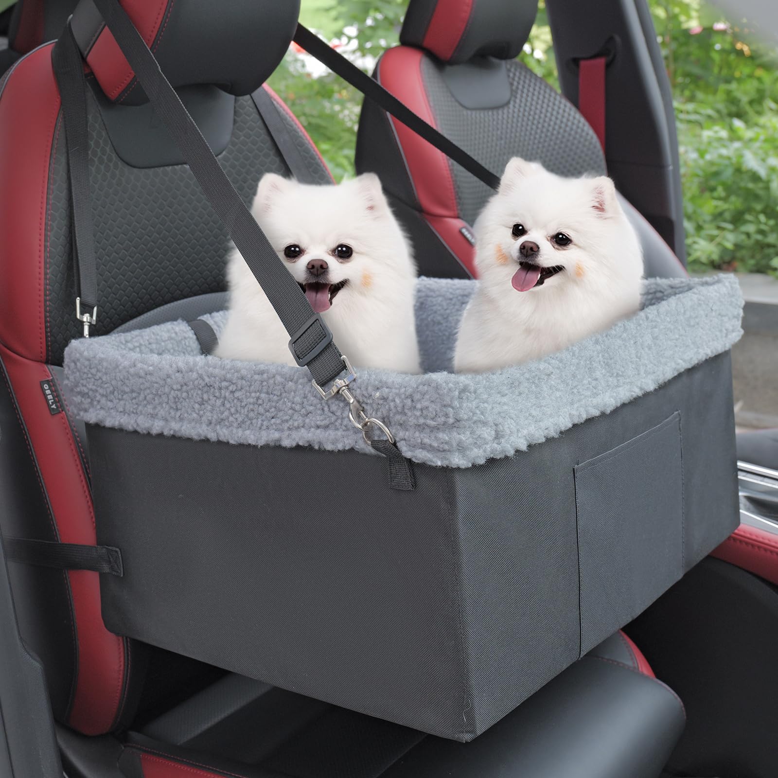 MARSLABO Dog Car Seat for Small Dogs, XL up to 30lbs, Black, Double-Layer Oxford Fabric, Metal Frame Construction