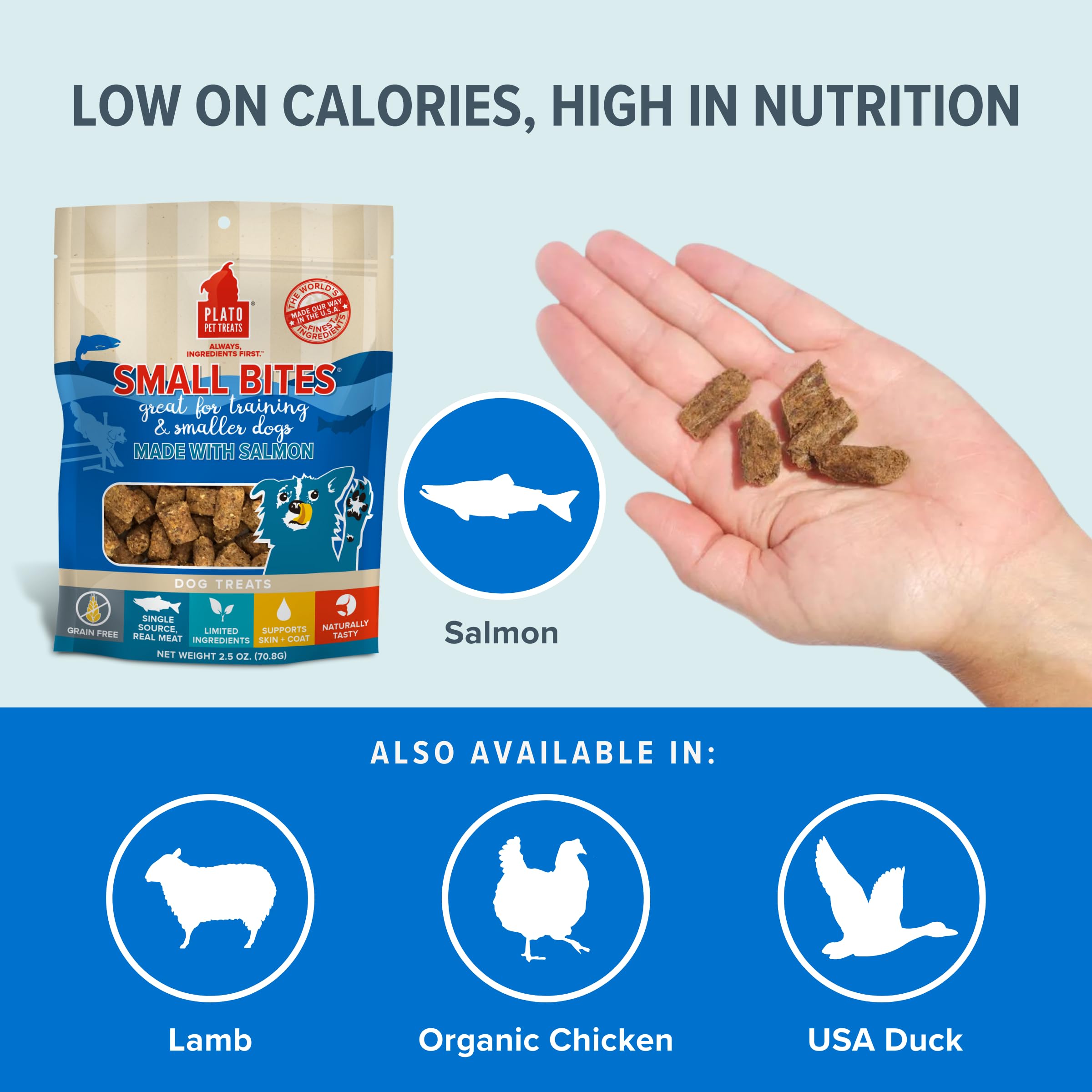 Plato Dog Strips Small Bites Grain Free Salmon 6Oz