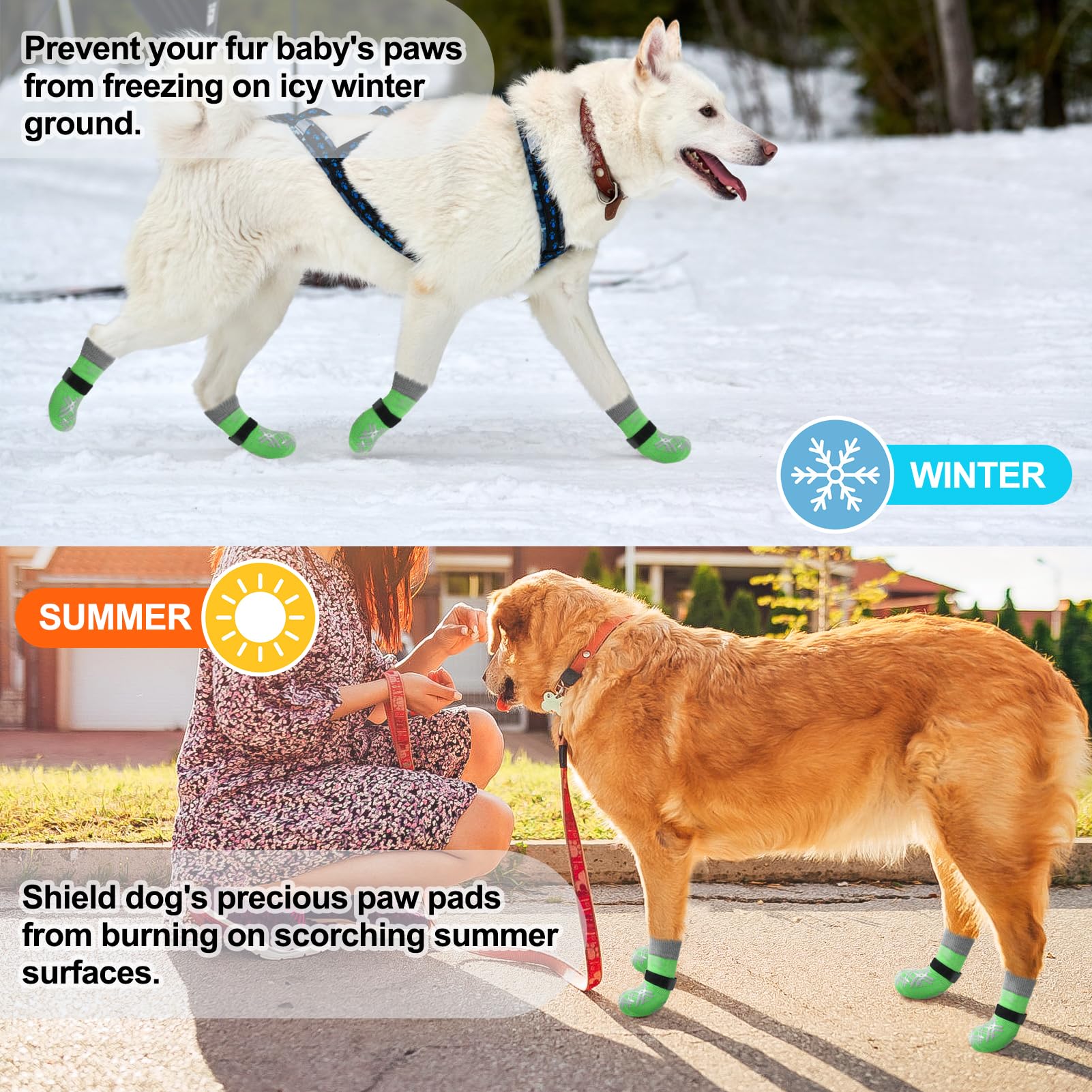 Beautyzoo Dog Socks For Hardwood Floors - Anti Slip Socks For Small To Large Dogs - Double Side Grips, Paw Protector