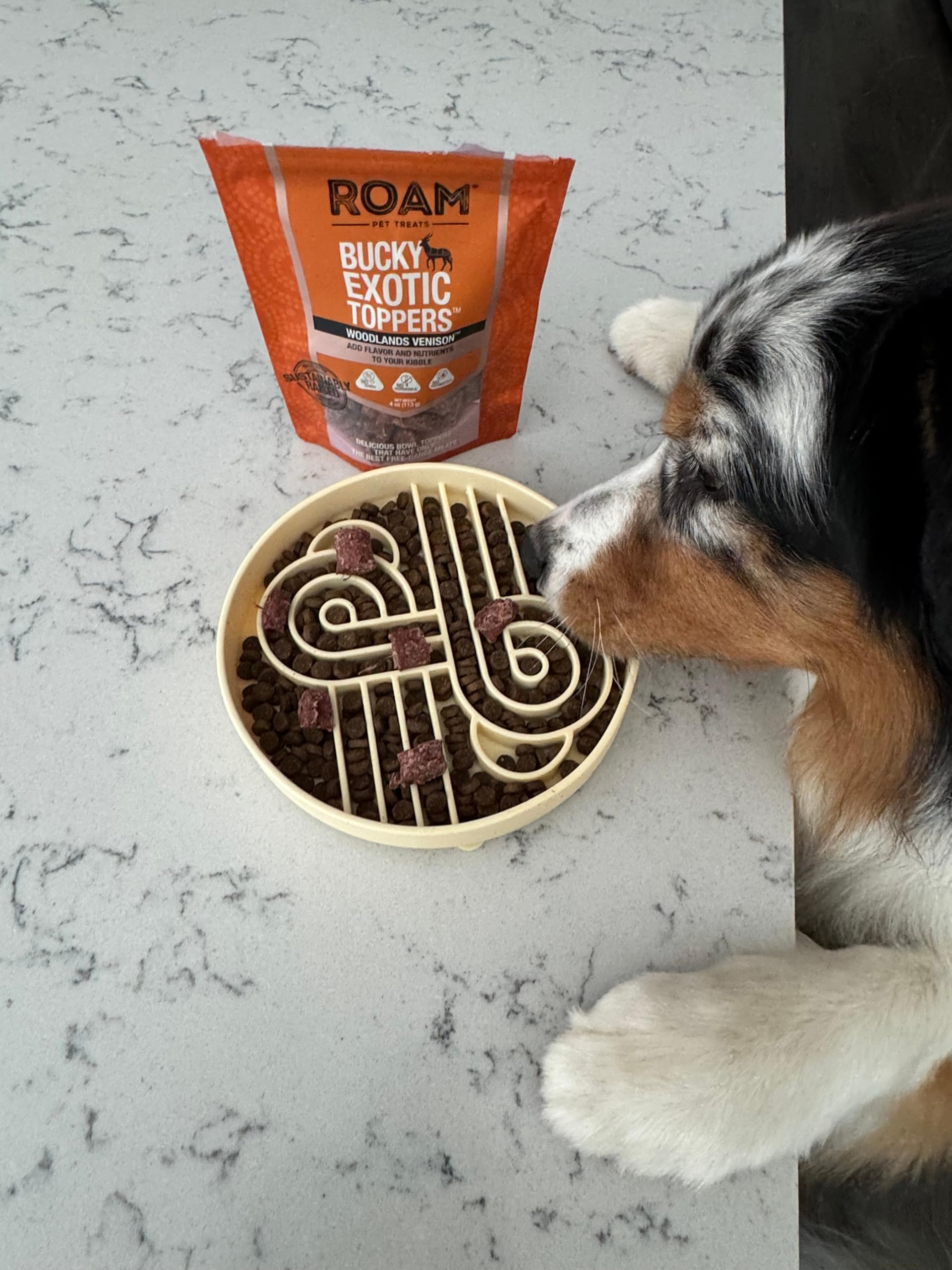 ROAM Pet Treats Bucky Exotic Dog Topper, Venison Dog Treats - Single Protein, Sustainably Raised Venison Meat Dog Food Topper -